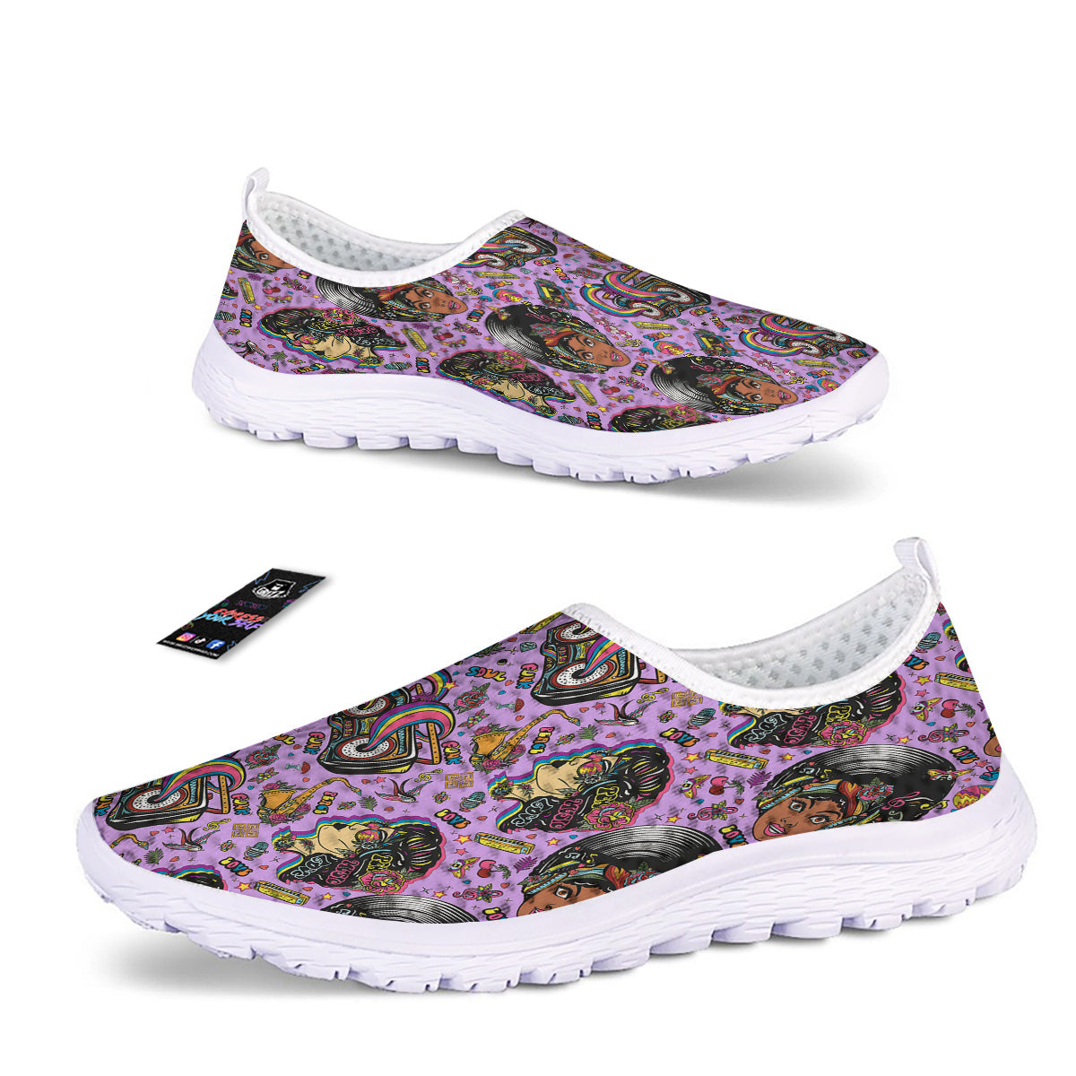 Hippie Retro Funky Women Print Pattern Nurse Shoes-grizzshop