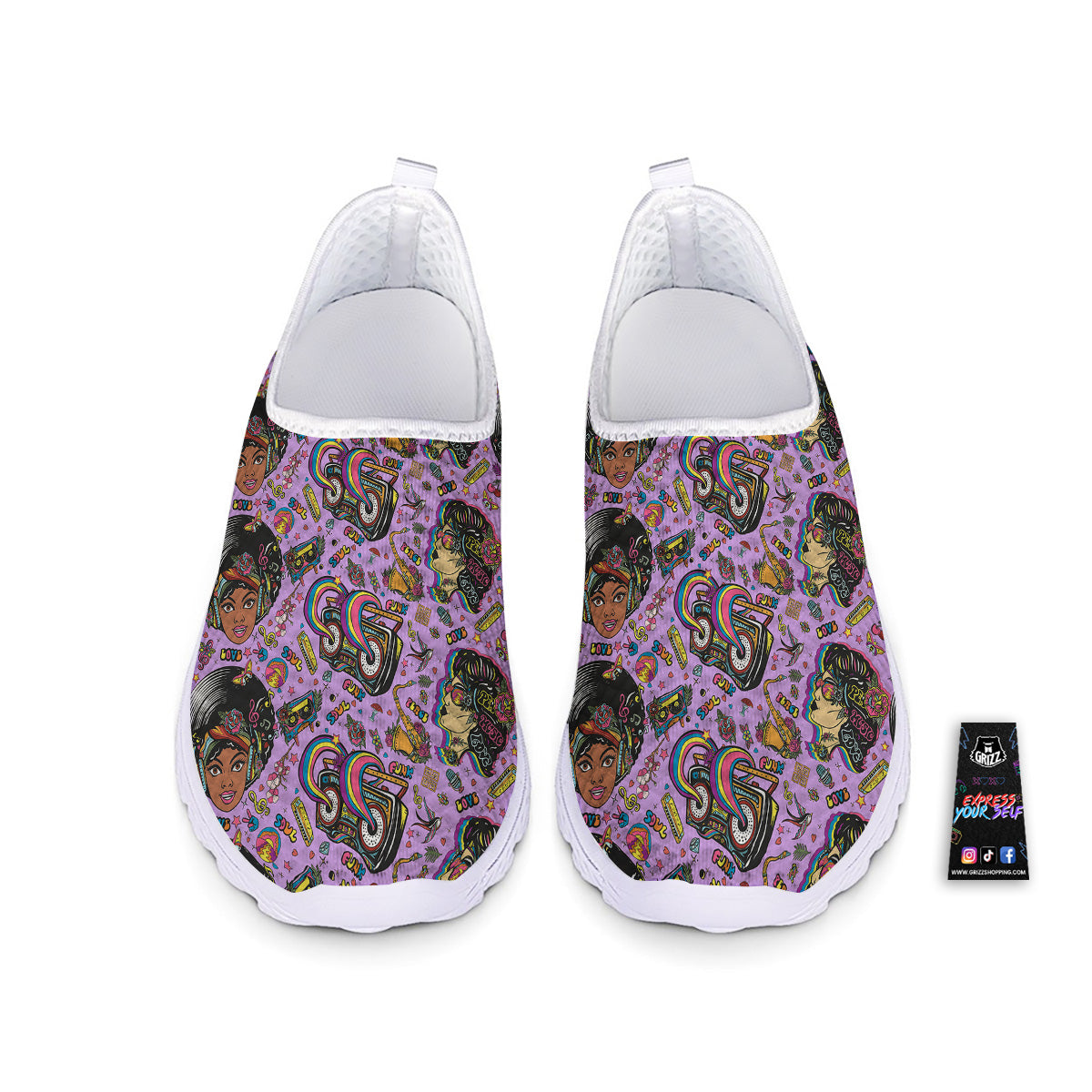 Hippie Retro Funky Women Print Pattern Nurse Shoes-grizzshop