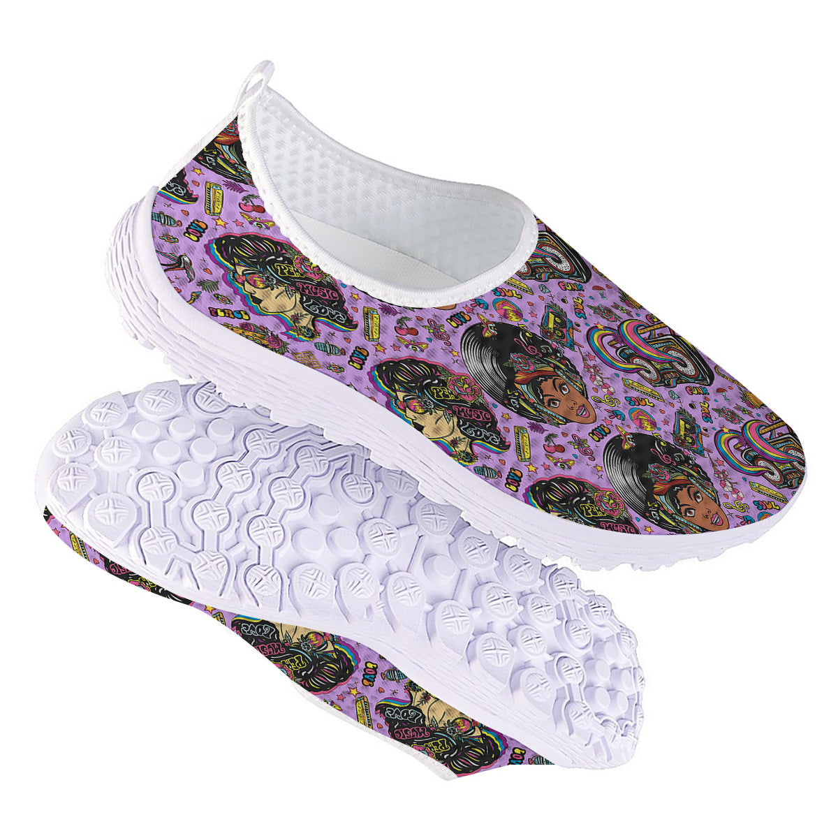 Hippie Retro Funky Women Print Pattern Nurse Shoes-grizzshop
