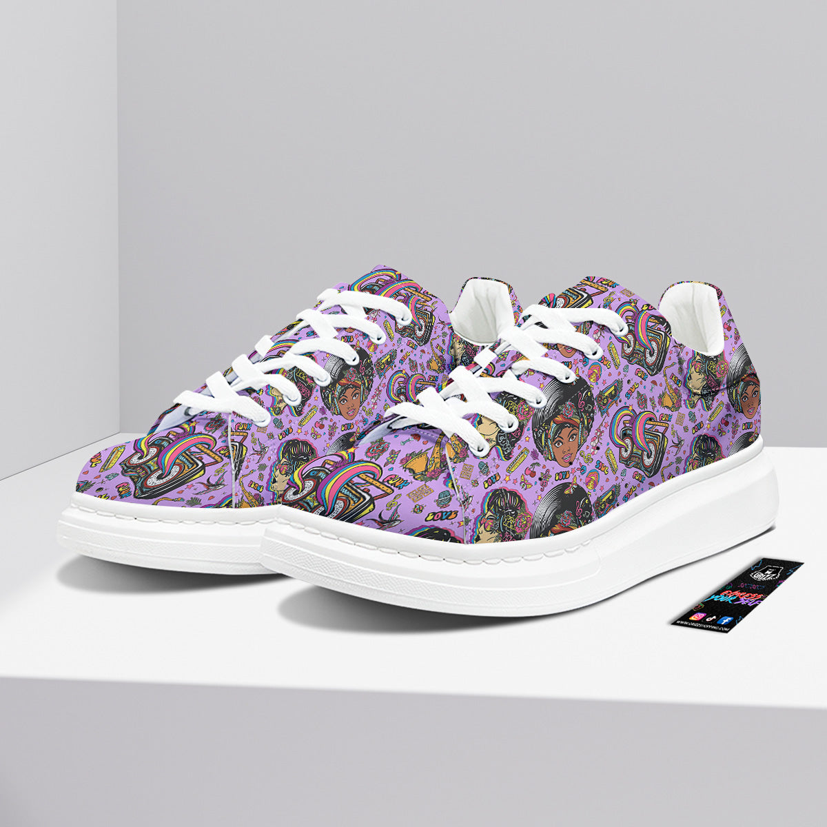 Hippie Retro Funky Women Print Pattern Platform Shoes-grizzshop