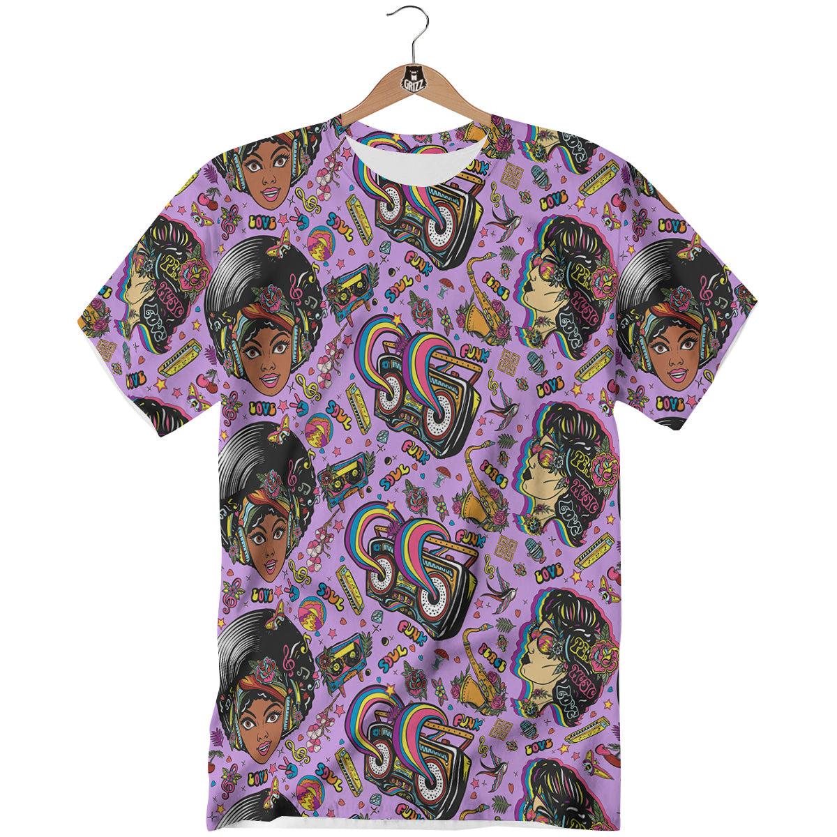 Hippie Retro Funky Women Print Pattern T-Shirt-grizzshop
