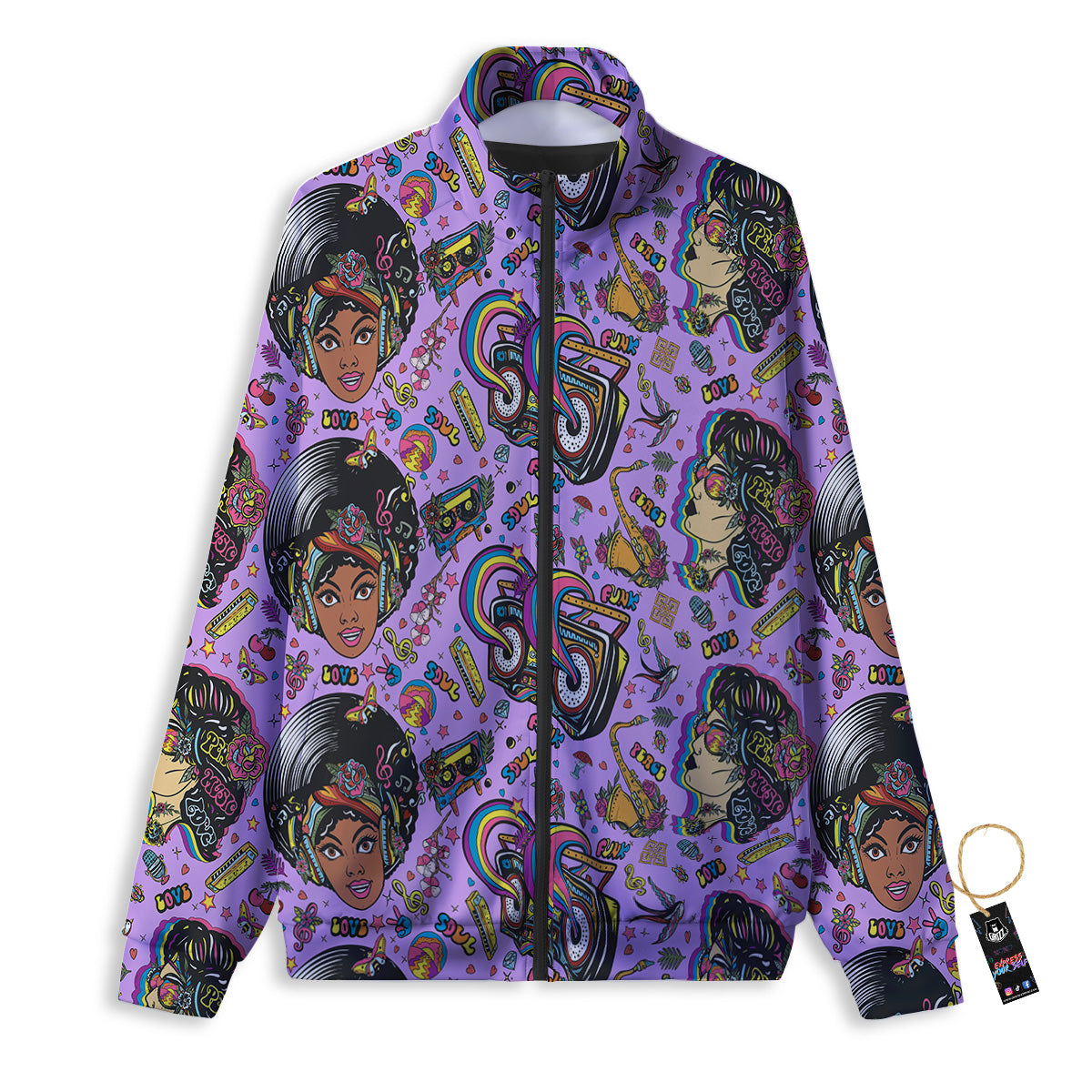 Hippie Retro Funky Women Print Pattern Track Jacket-grizzshop