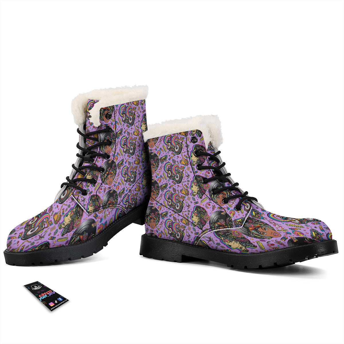 Hippie Retro Funky Women Print Pattern Winter Boots-grizzshop