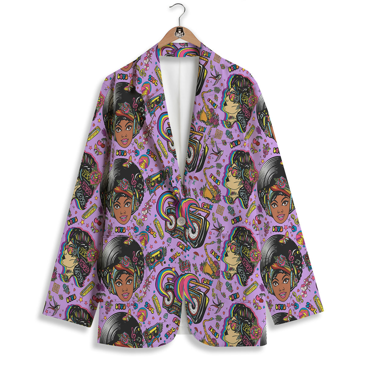 Hippie Retro Funky Women Print Pattern Women's Blazer-grizzshop