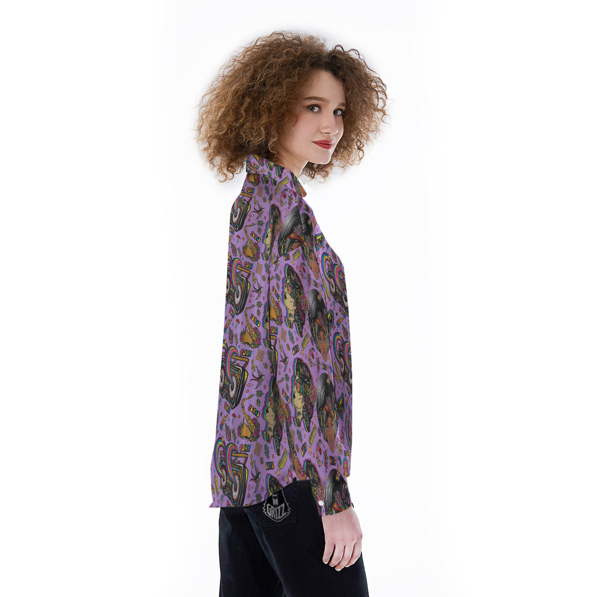 Hippie Retro Funky Women Print Pattern Women's Long Sleeve Shirts-grizzshop