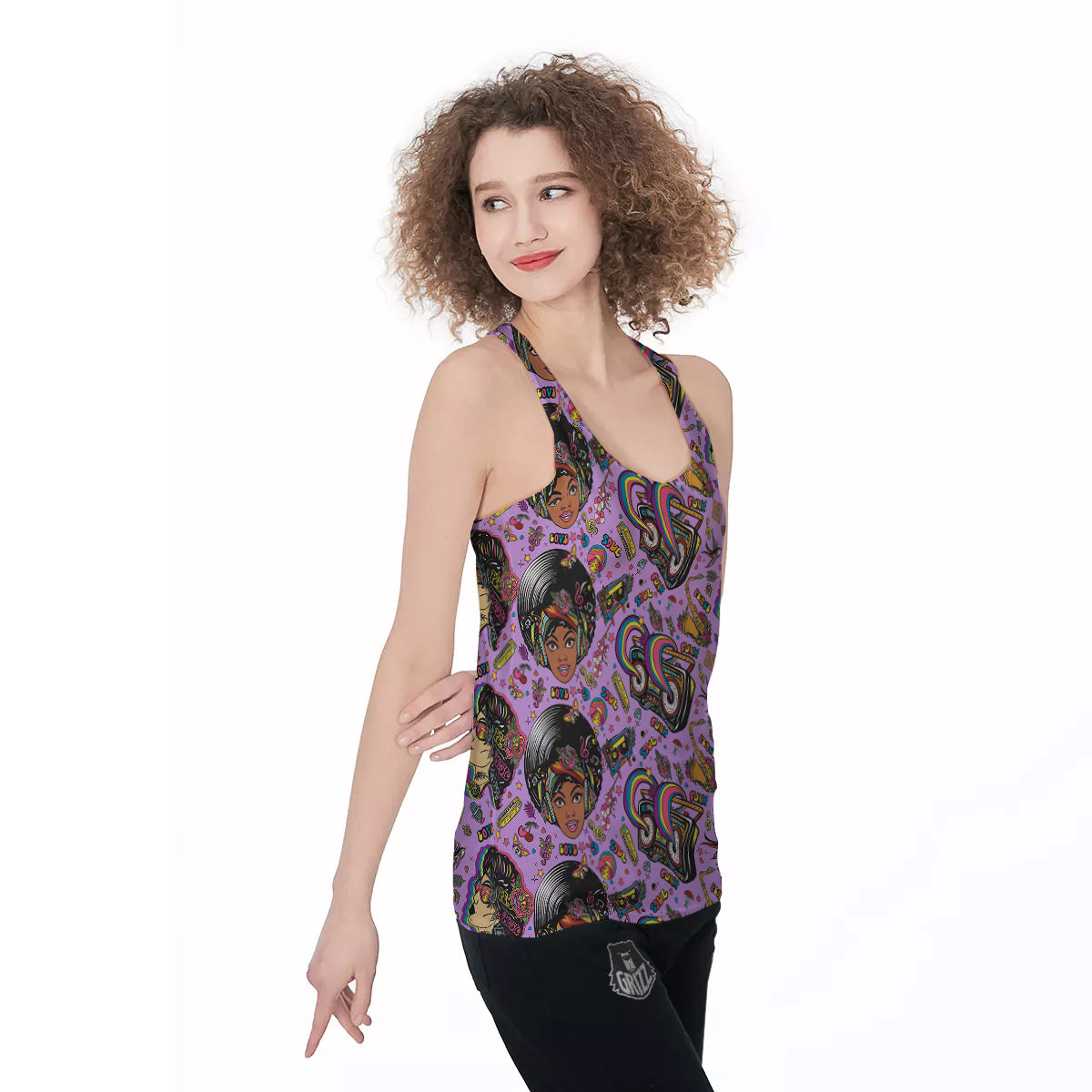 Hippie Retro Funky Women Print Pattern Women's Racerback Tank Top-grizzshop