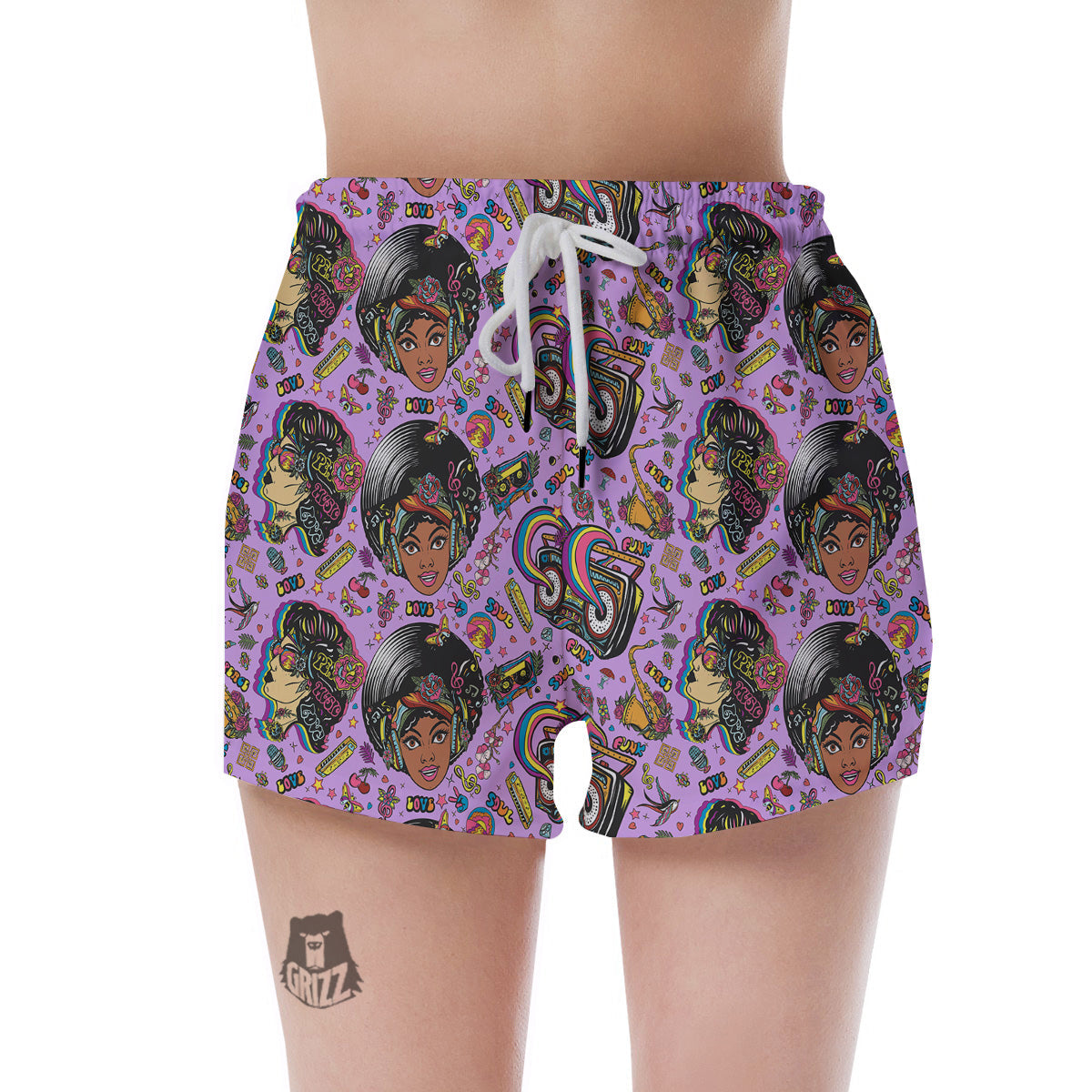 Hippie Retro Funky Women Print Pattern Women's Shorts-grizzshop