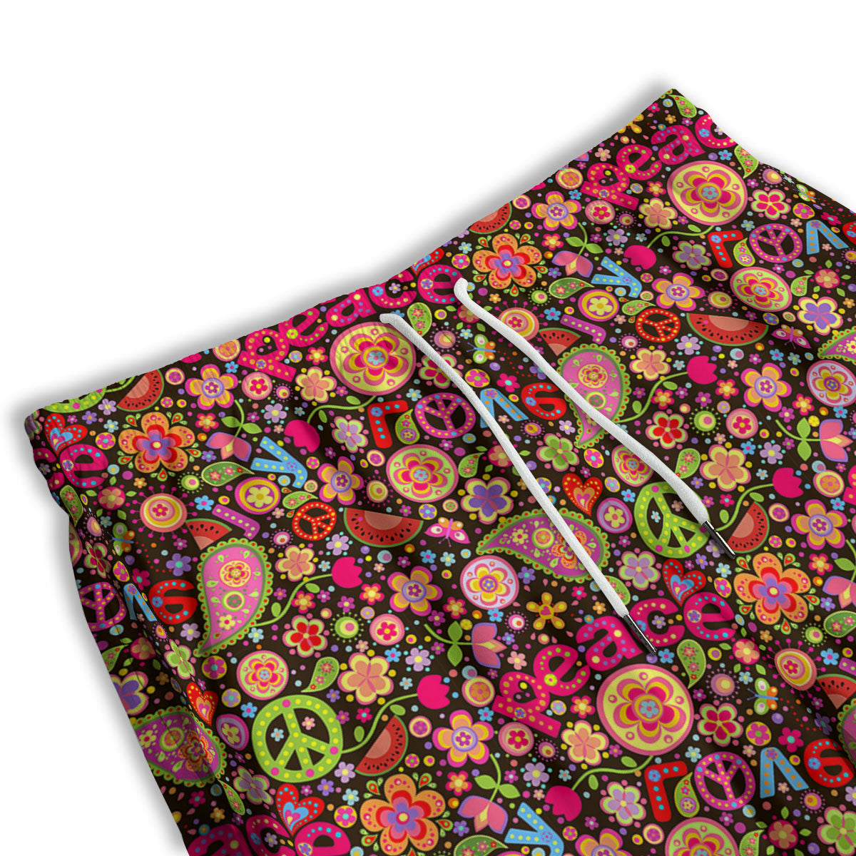 Hippie Sign Peace Flower Print Pattern Men's Athletic Shorts