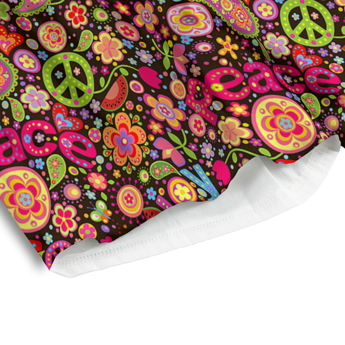 Hippie Sign Peace Flower Print Pattern Men's Athletic Shorts