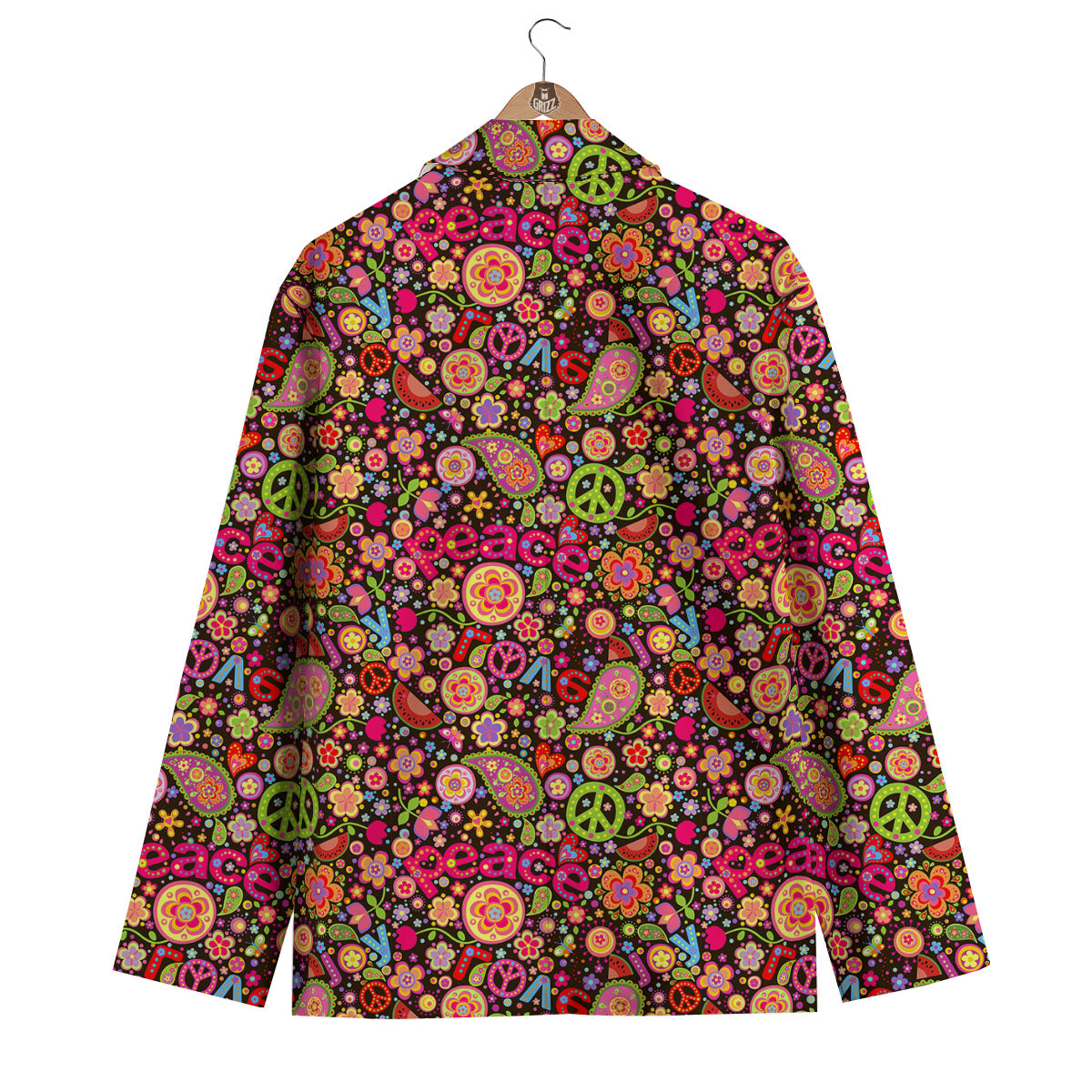 Hippie Sign Peace Flower Print Pattern Men's Blazer-grizzshop