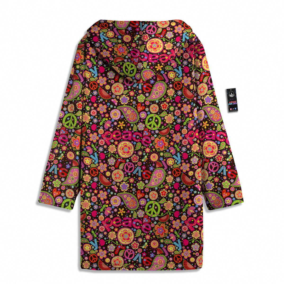 Hippie Sign Peace Flower Print Pattern Men's Windbreaker Jacket-grizzshop