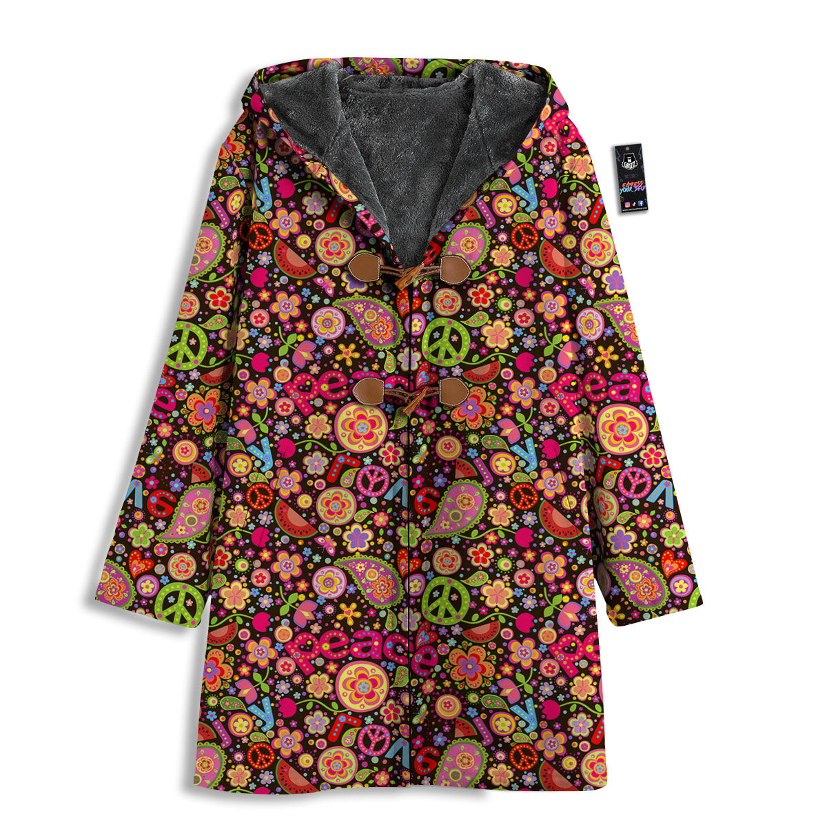 Hippie Sign Peace Flower Print Pattern Men's Windbreaker Jacket-grizzshop