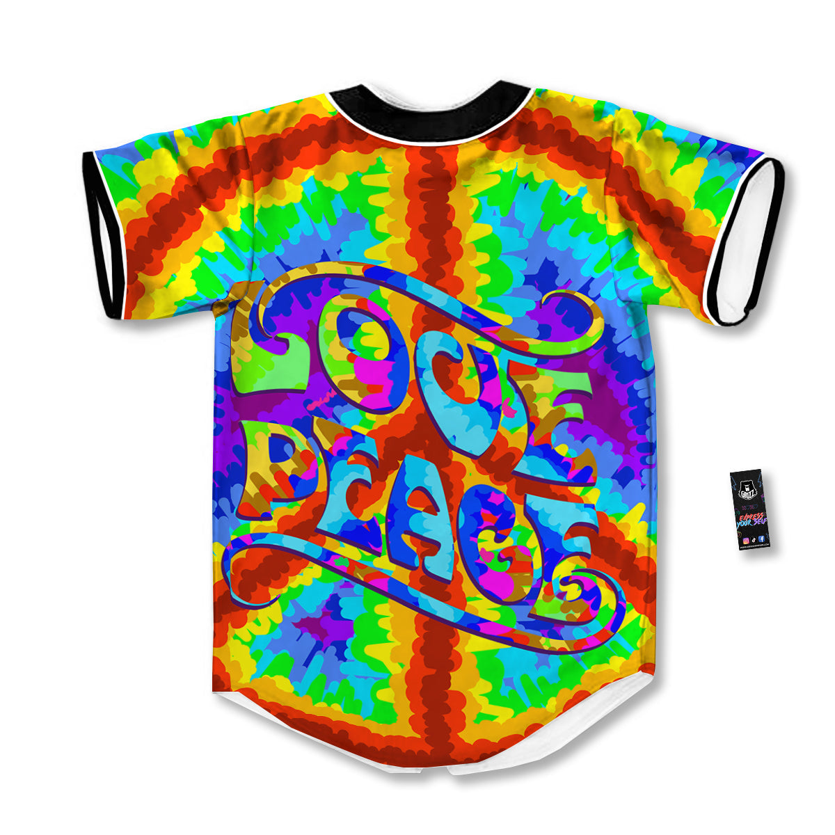 Hippie Symbol Colorful Abstract Print Baseball Jersey-grizzshop