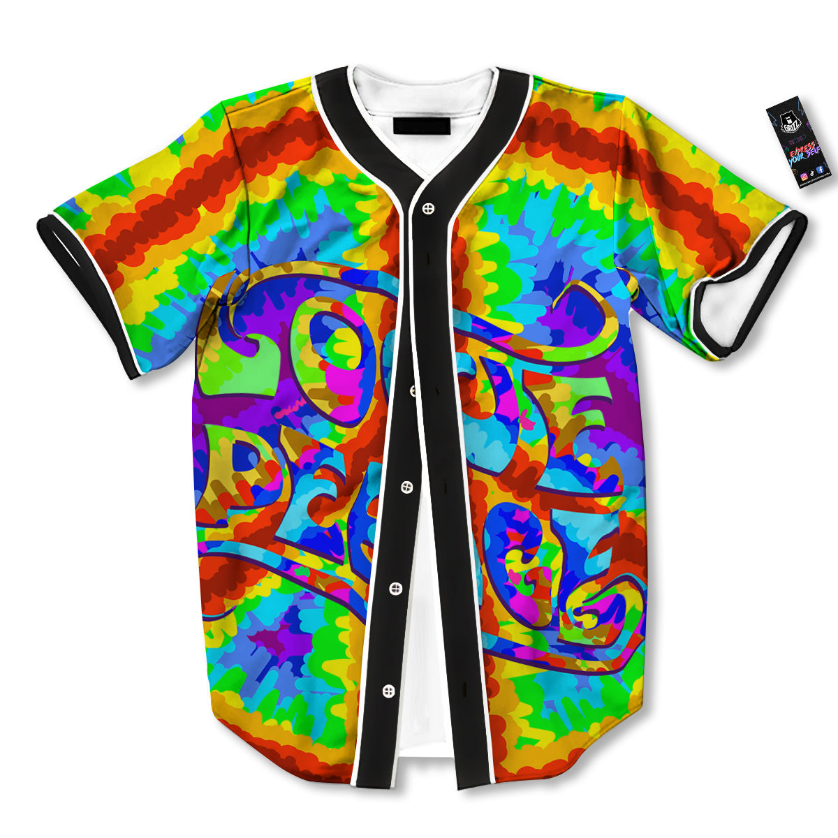 Hippie Symbol Colorful Abstract Print Baseball Jersey-grizzshop