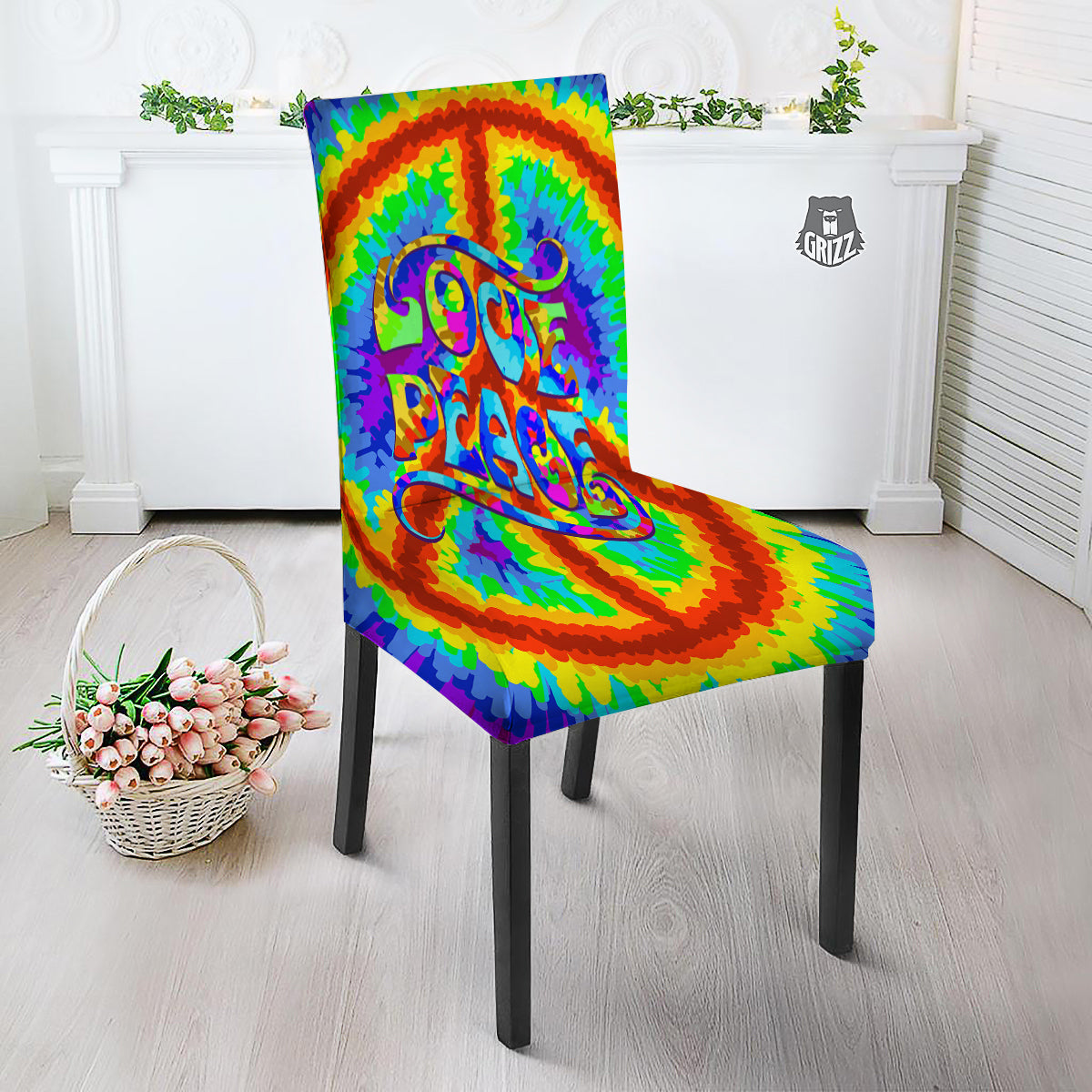 Hippie Symbol Colorful Abstract Print Dining Chair Slipcover-grizzshop