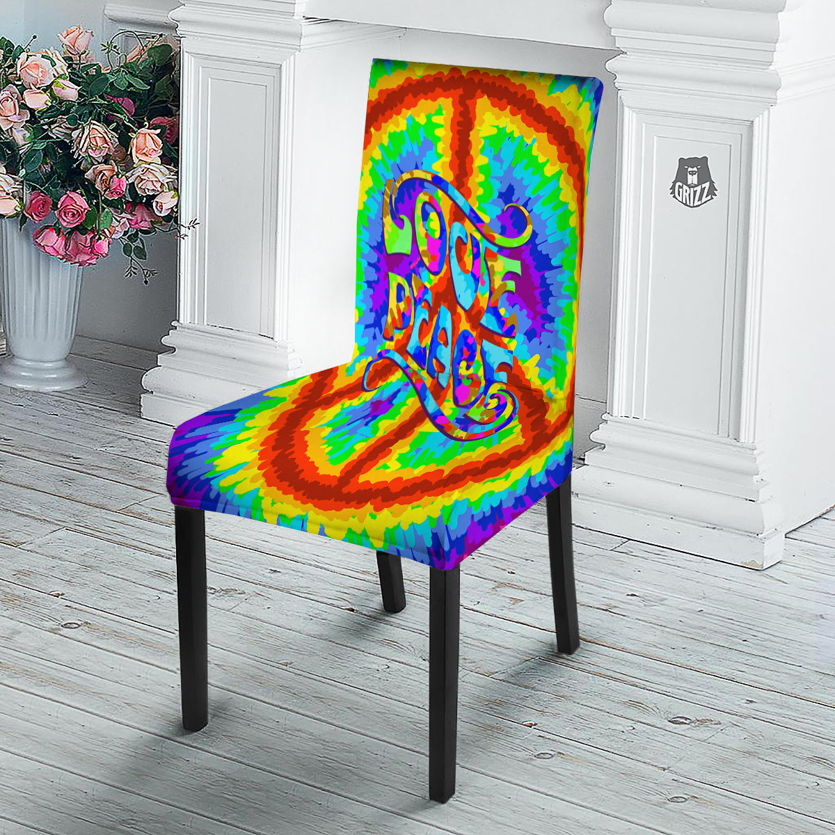 Hippie Symbol Colorful Abstract Print Dining Chair Slipcover-grizzshop