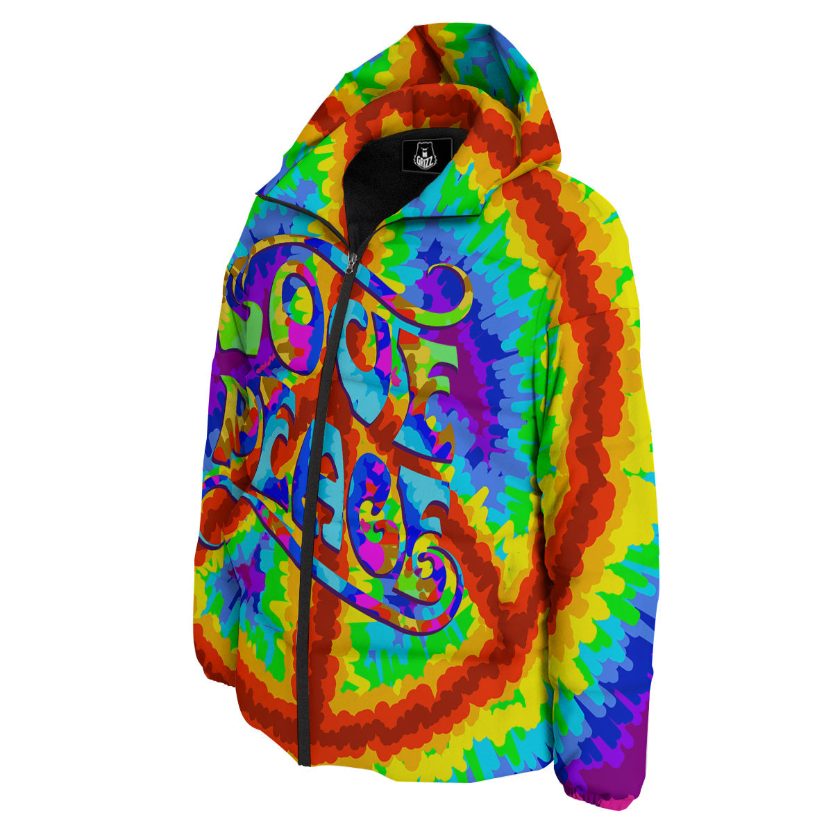 Hippie Symbol Colorful Abstract Print Down Jacket-grizzshop