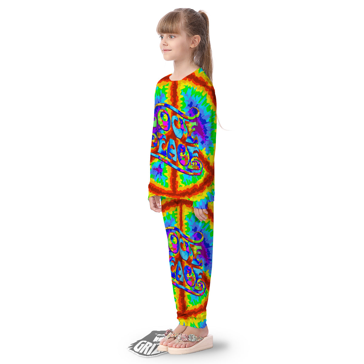 Hippie Symbol Colorful Abstract Print Kid's Pajamas-grizzshop