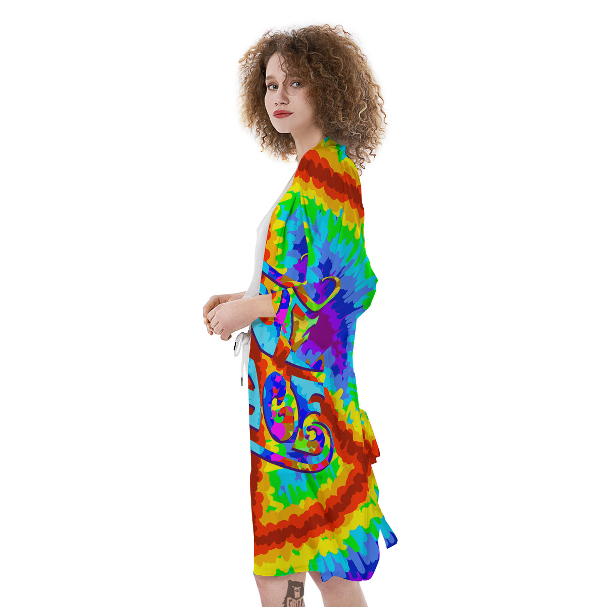 Hippie Symbol Colorful Abstract Print Kimono-grizzshop
