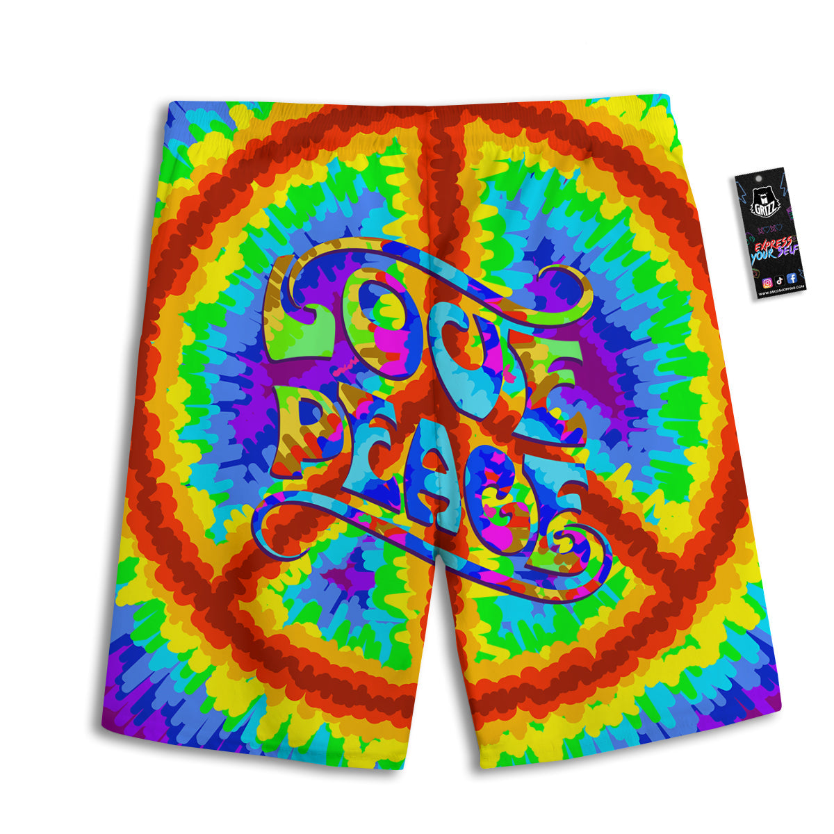 Hippie Symbol Colorful Abstract Print Men's Athletic Shorts