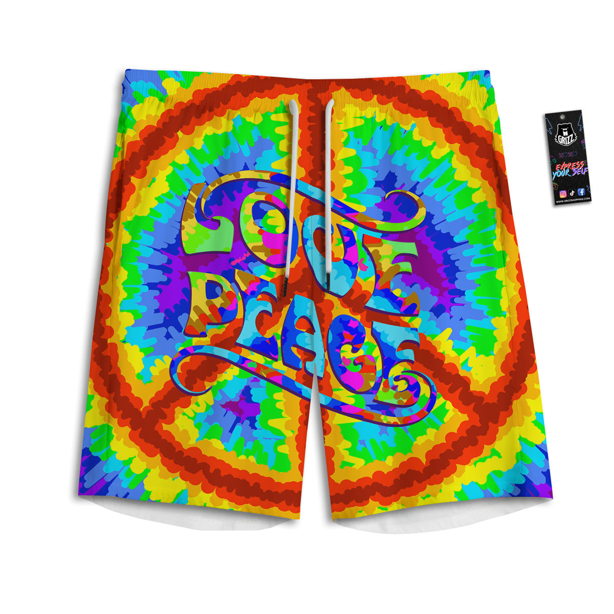 Hippie Symbol Colorful Abstract Print Men's Athletic Shorts
