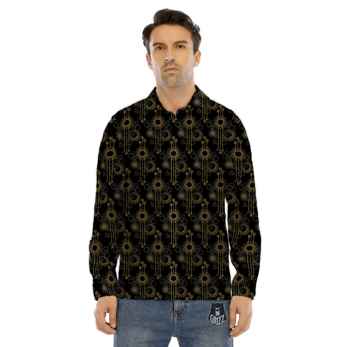 Hippie Symbol Colorful Abstract Print Men's Dress Shirts-grizzshop