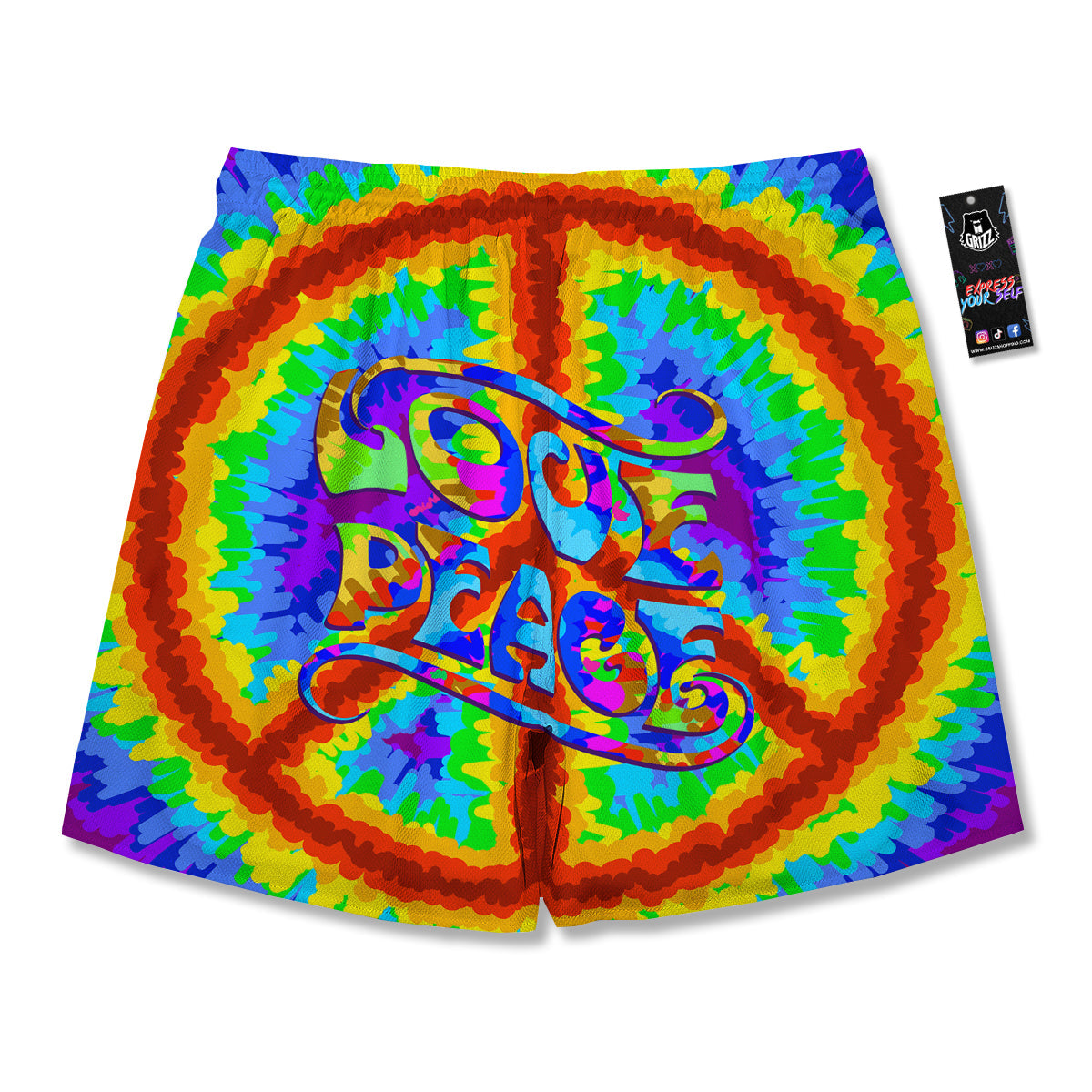 Hippie Symbol Colorful Abstract Print Men's Running Shorts-grizzshop