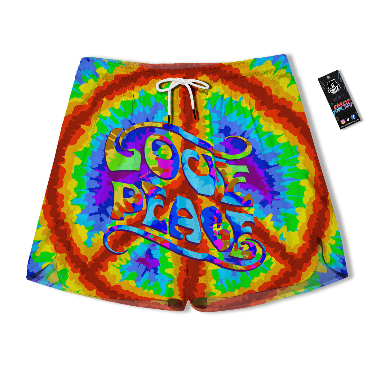 Hippie Symbol Colorful Abstract Print Men's Running Shorts-grizzshop