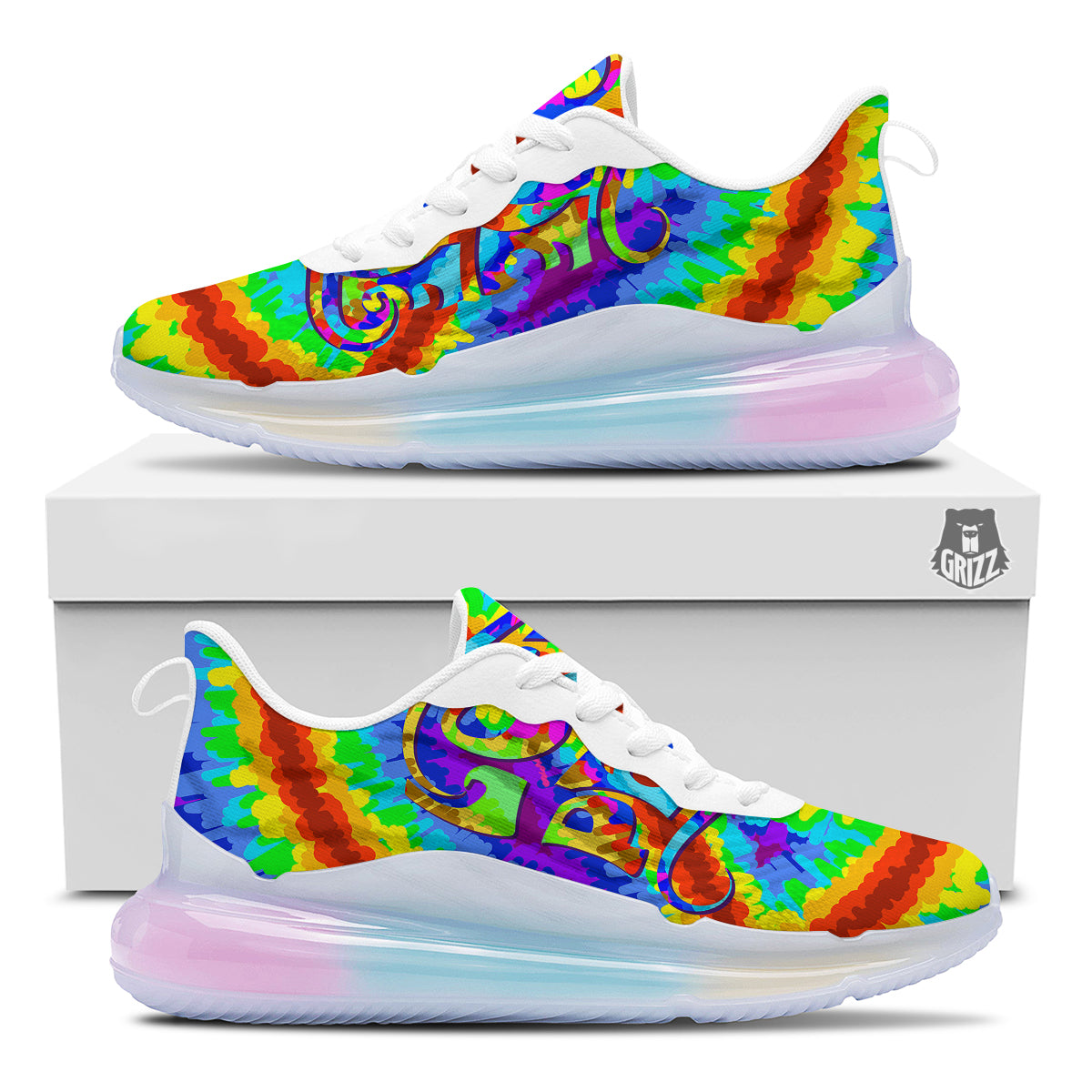 Hippie Symbol Colorful Abstract Print Running Sneakers-grizzshop