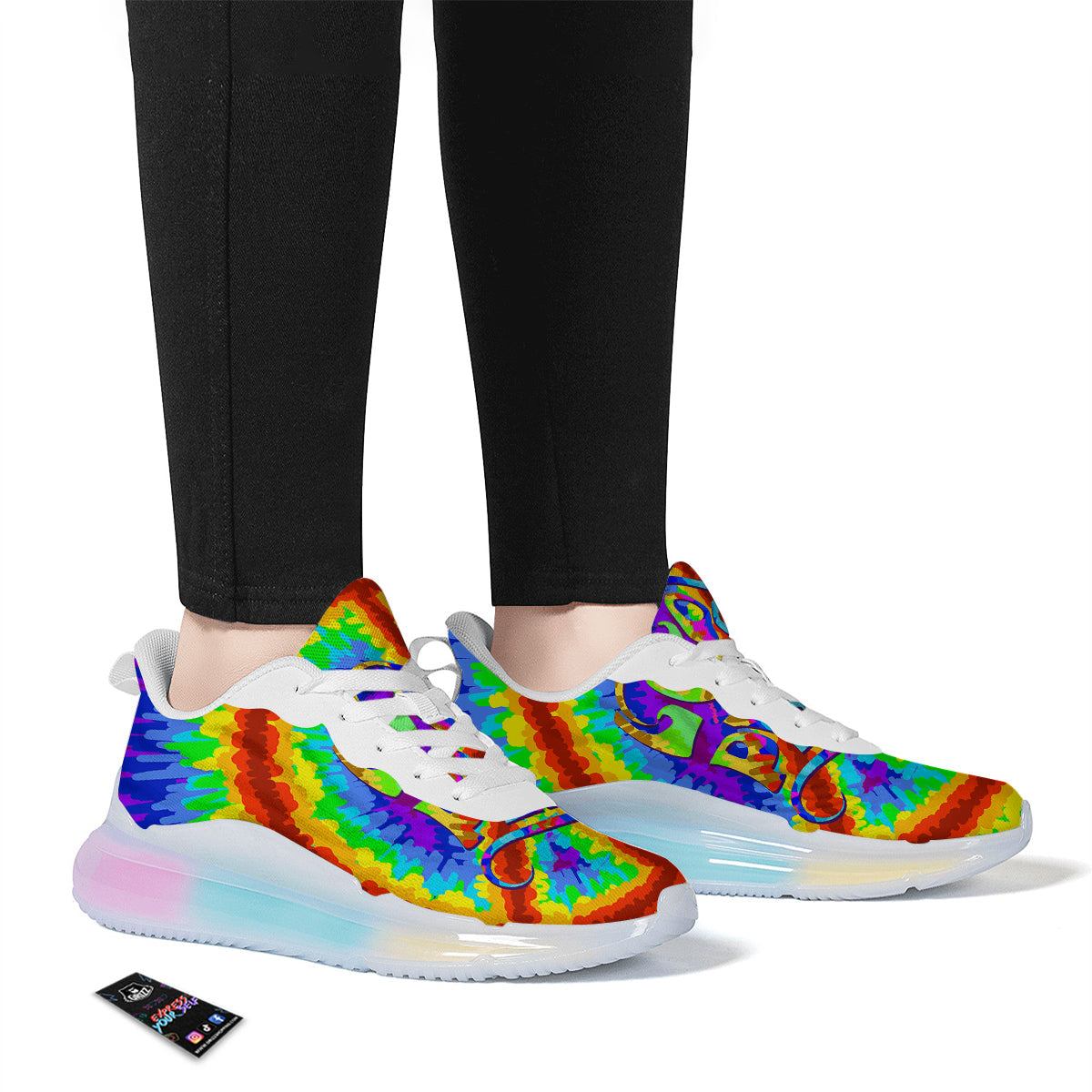 Hippie Symbol Colorful Abstract Print Running Sneakers-grizzshop