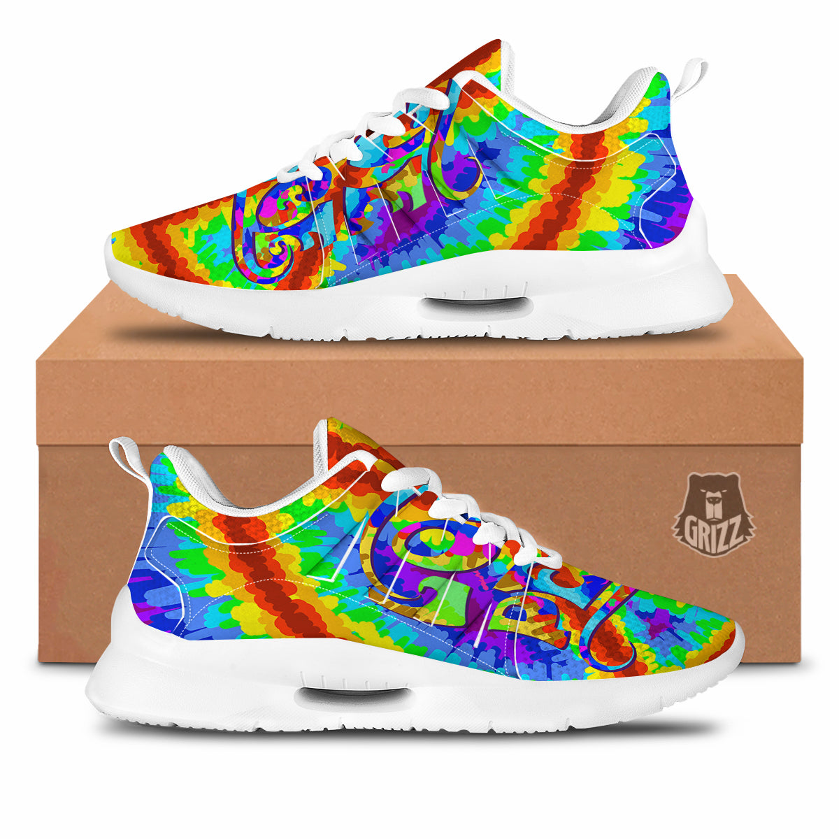 Hippie Symbol Colorful Abstract Print Tennis Shoes-grizzshop
