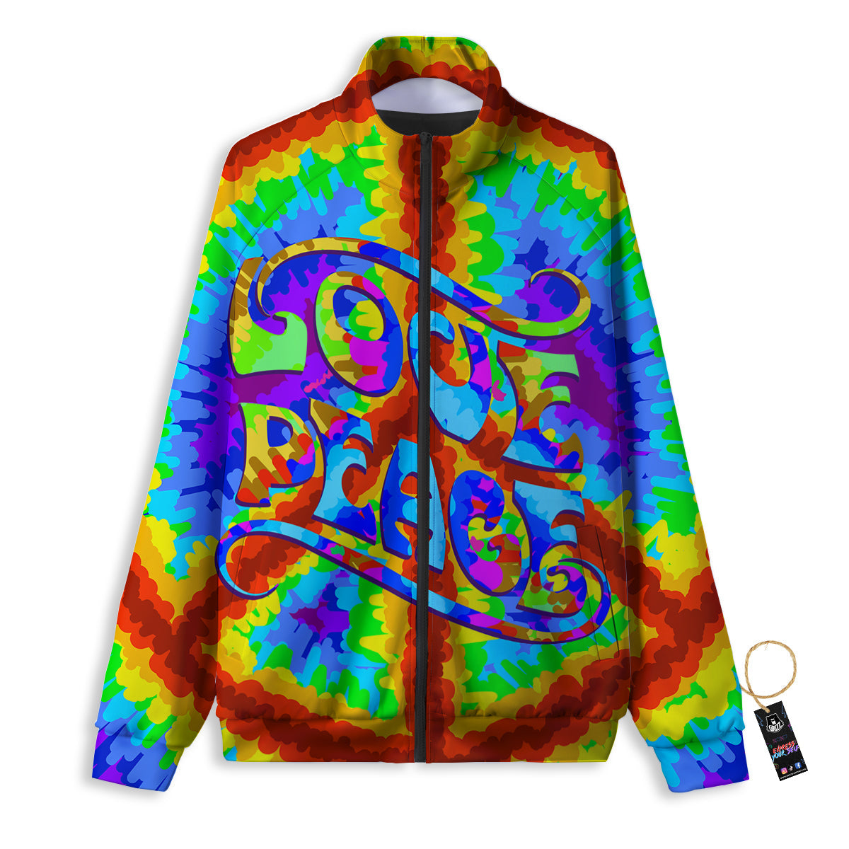 Hippie Symbol Colorful Abstract Print Track Jacket-grizzshop