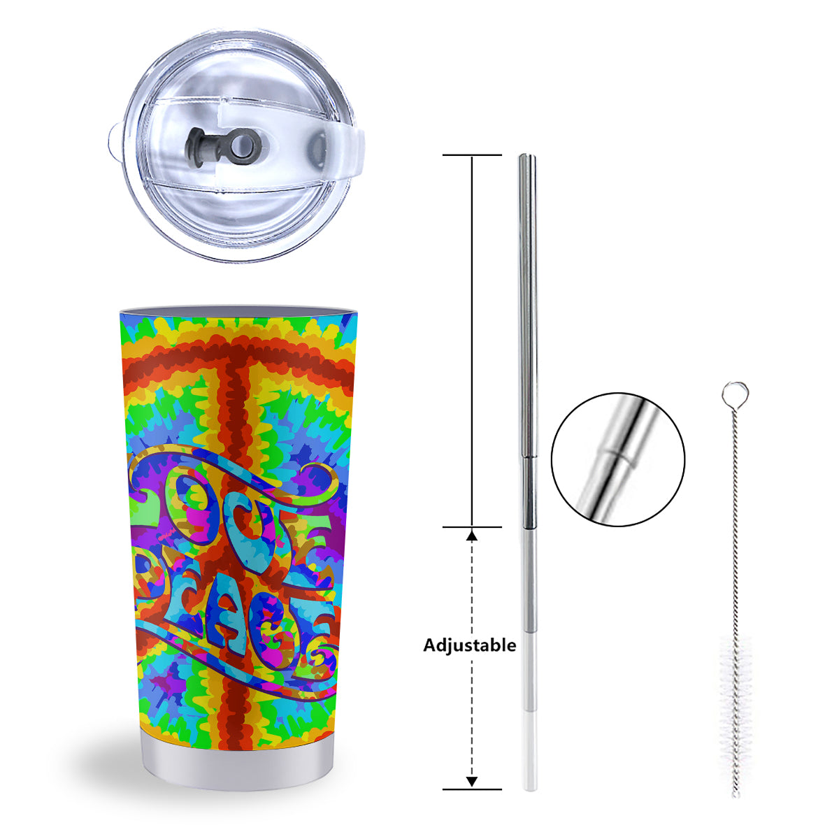 Hippie Symbol Colorful Abstract Print Tumbler-grizzshop