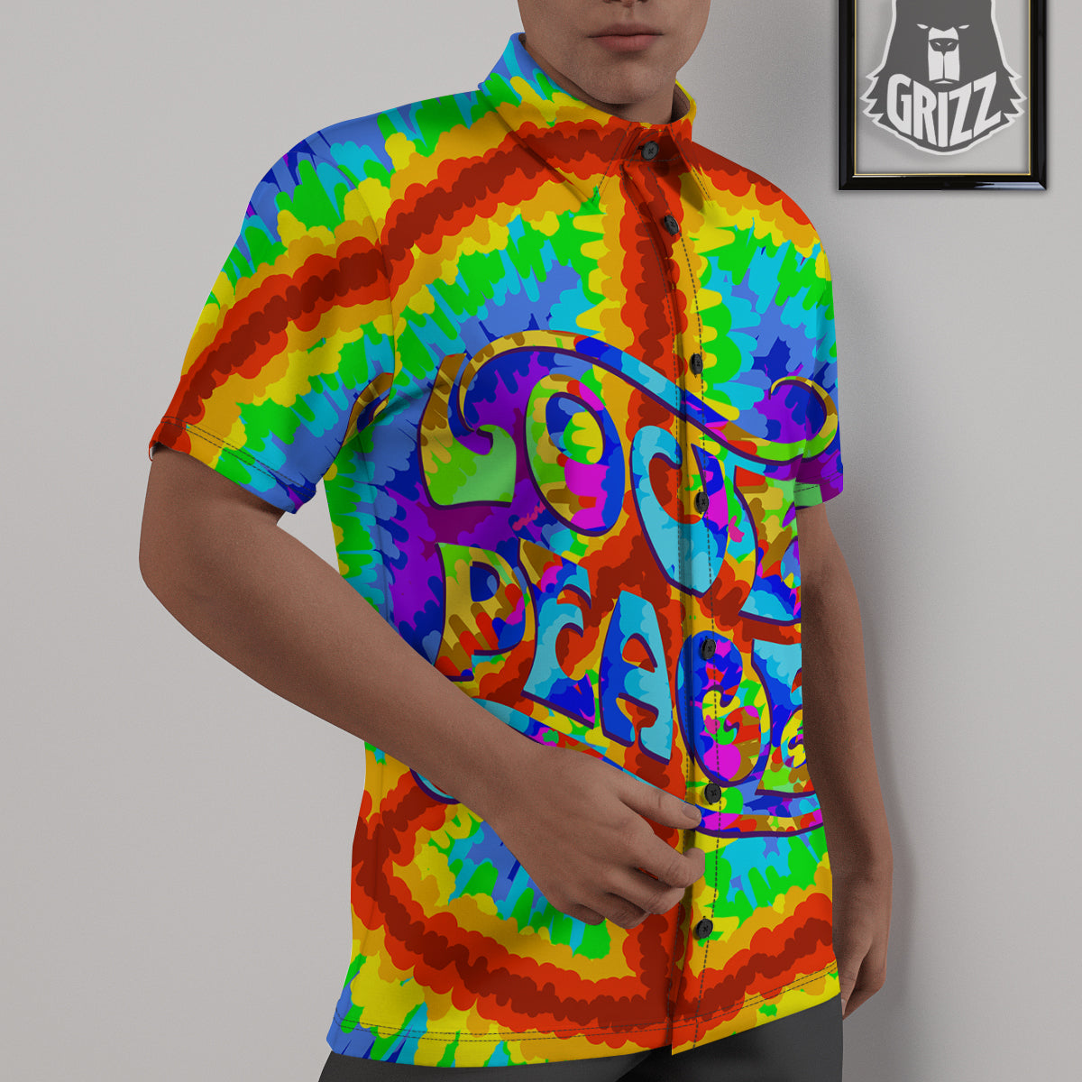 Hippie Symbol Colorful Abstract Print Untucked Shirts-grizzshop