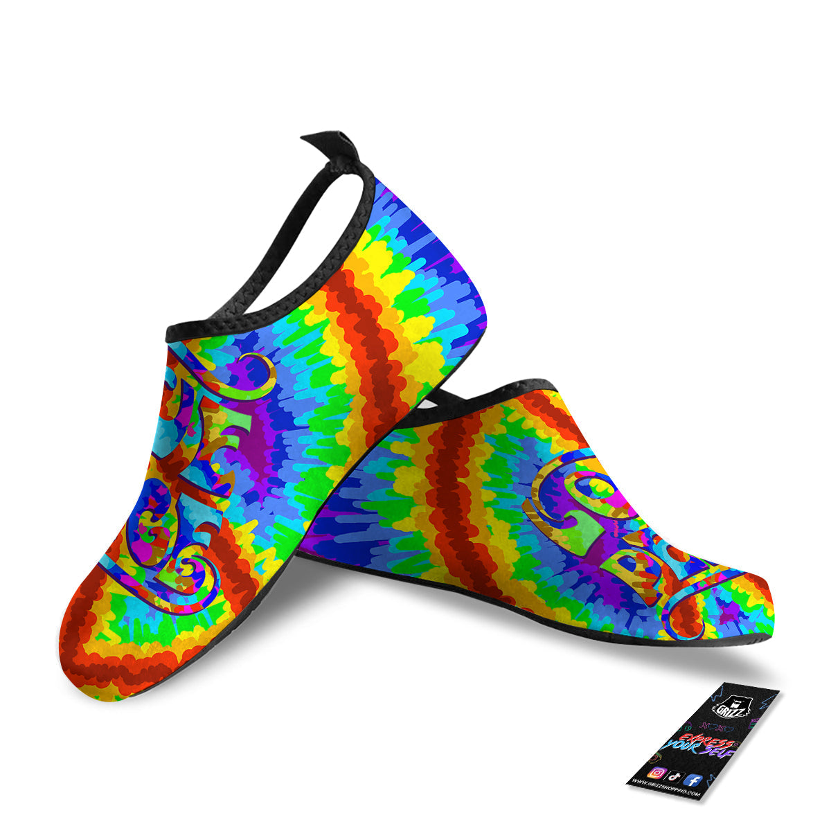 Hippie Symbol Colorful Abstract Print Water Shoes-grizzshop