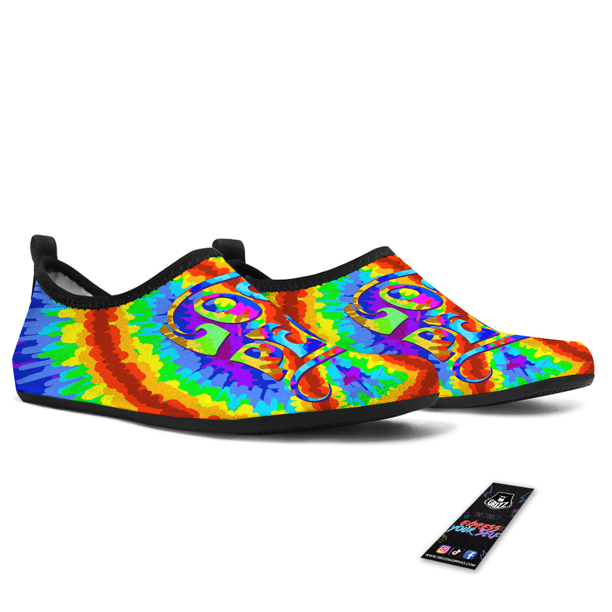 Hippie Symbol Colorful Abstract Print Water Shoes-grizzshop