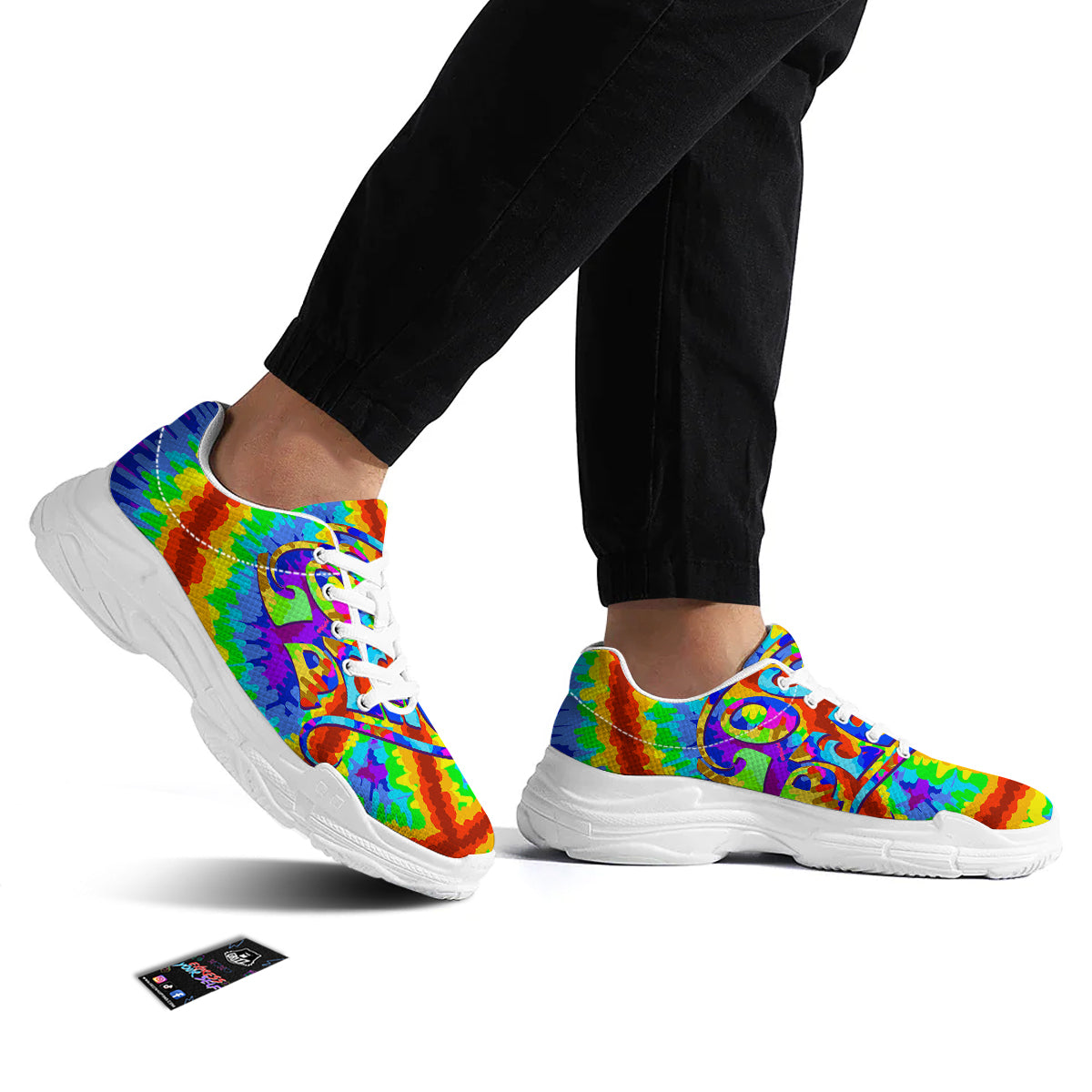 Hippie Symbol Colorful Abstract Print White Chunky Shoes-grizzshop