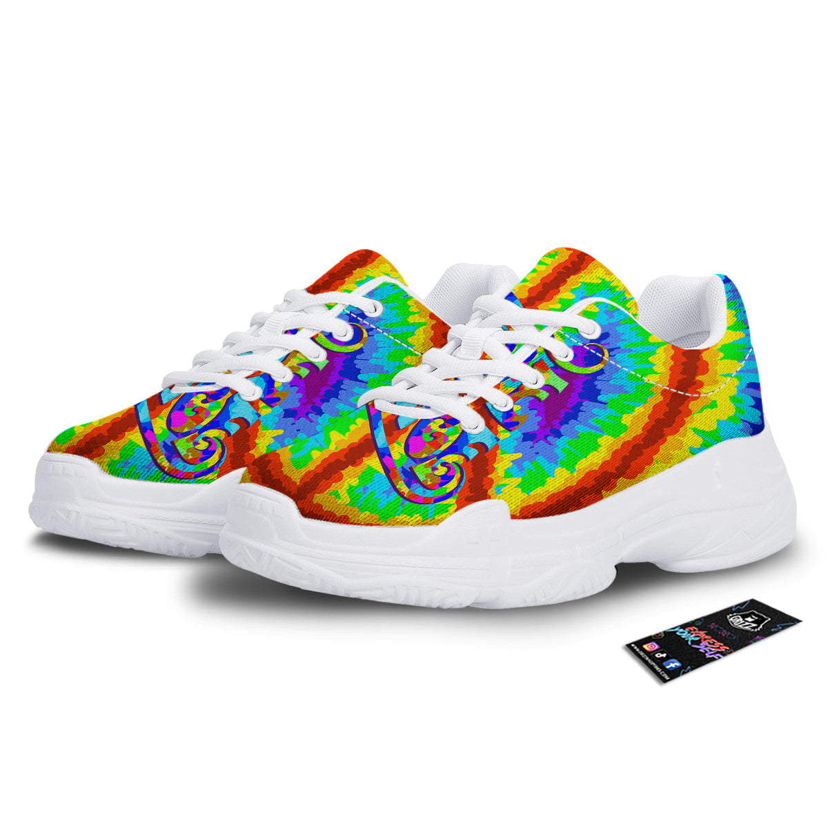 Hippie Symbol Colorful Abstract Print White Chunky Shoes-grizzshop