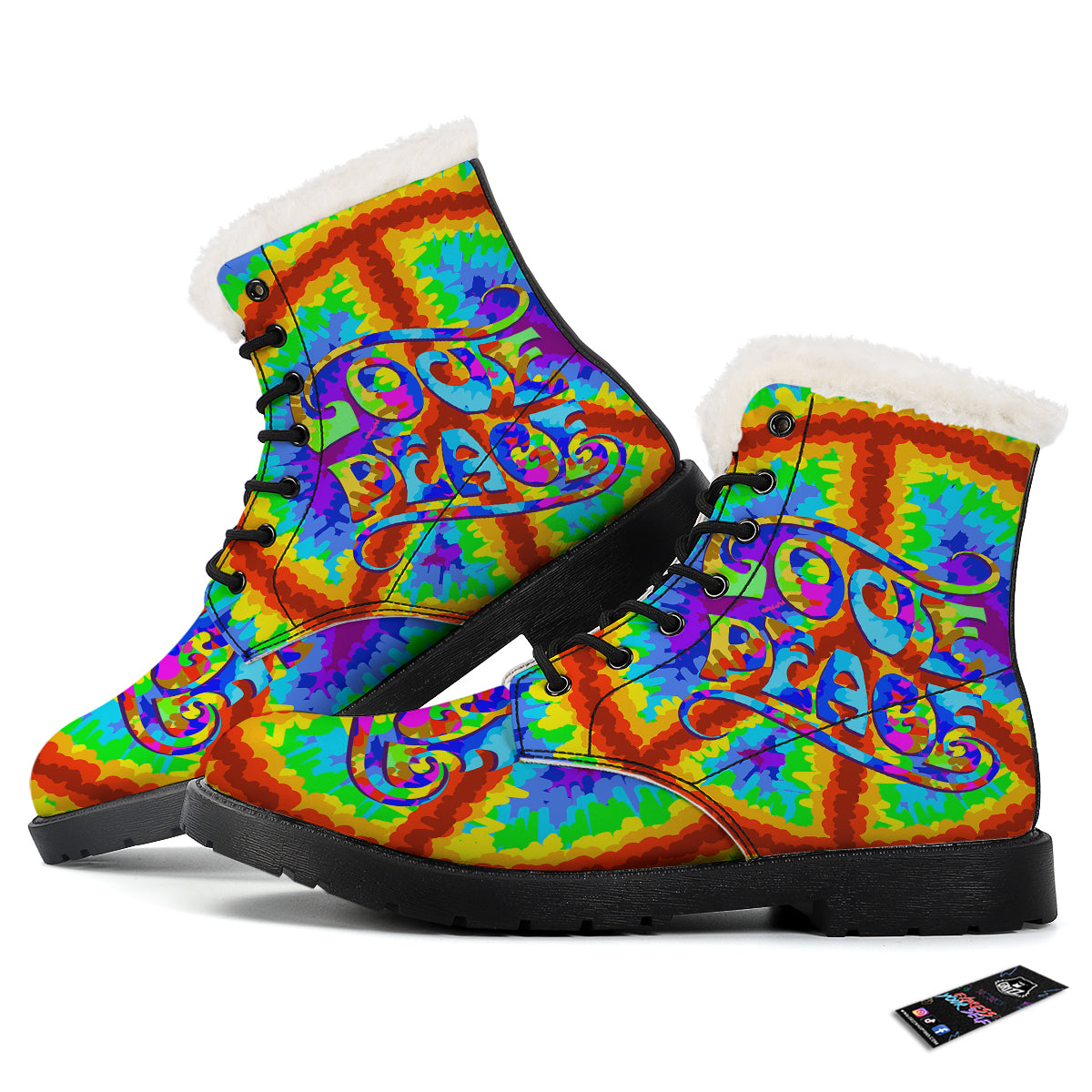 Hippie Symbol Colorful Abstract Print Winter Boots-grizzshop