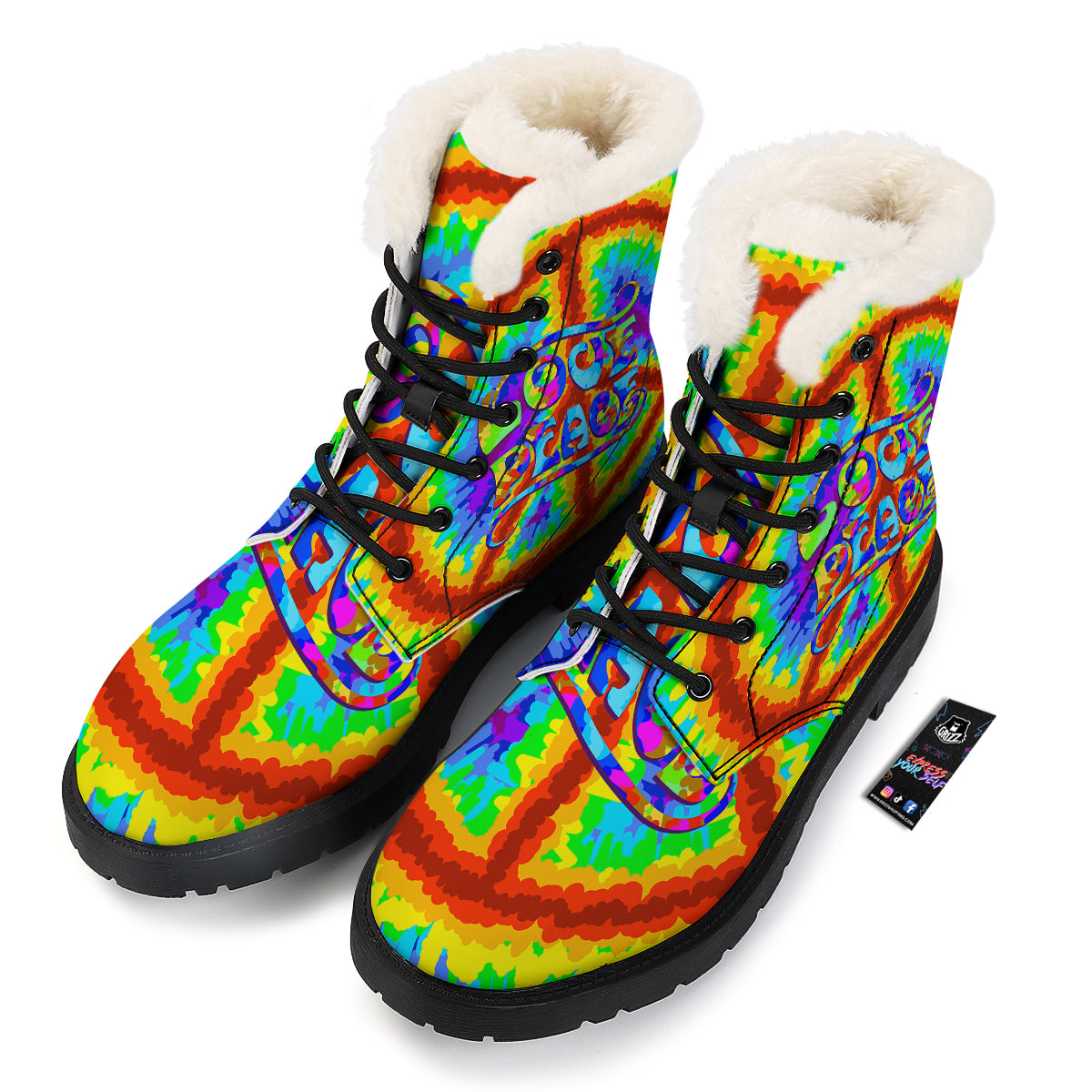 Hippie Symbol Colorful Abstract Print Winter Boots-grizzshop
