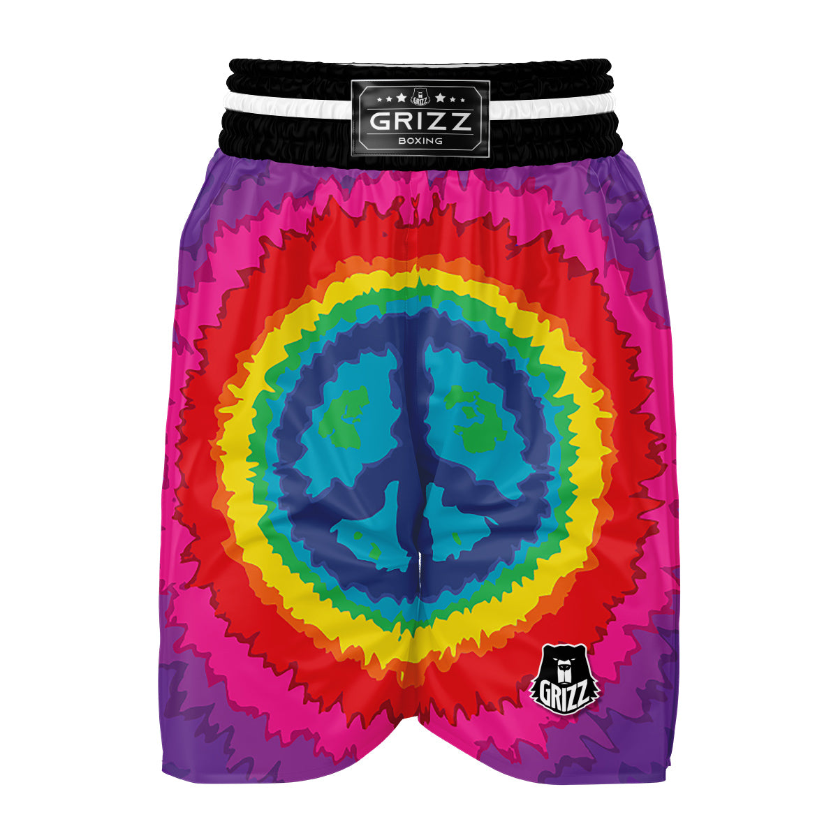 Hippie Tie dye Peace Sign Pattern Print Boxing Shorts-grizzshop