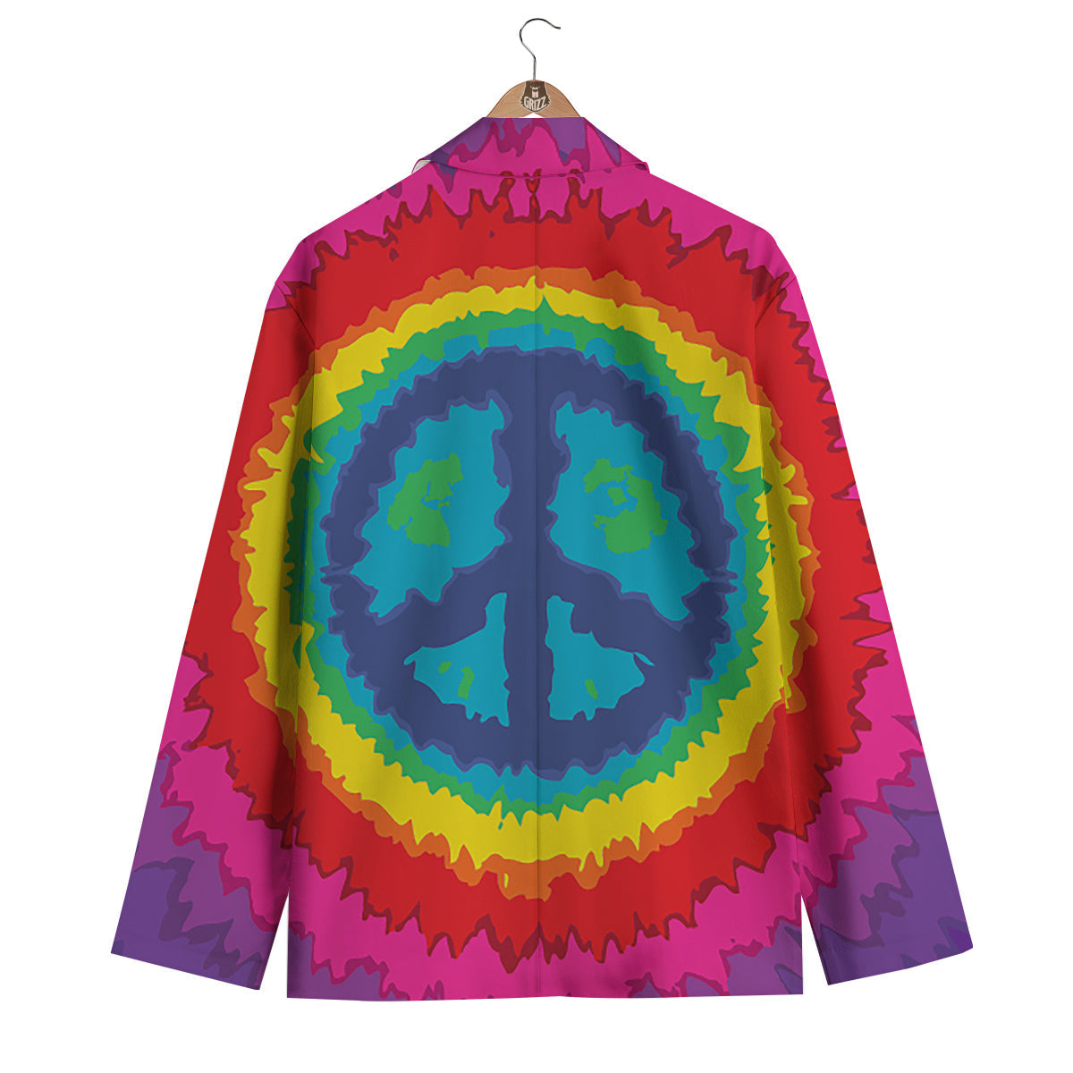Hippie Tie dye Peace Sign Pattern Print Men's Blazer-grizzshop