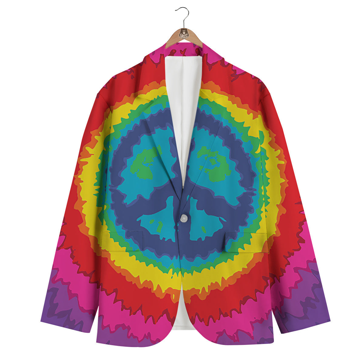 Hippie Tie dye Peace Sign Pattern Print Men's Blazer-grizzshop