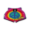 Hippie Tie dye Peace Sign Pattern Print Muay Thai Boxing Shorts-grizzshop