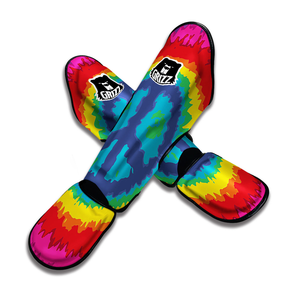 Hippie Tie dye Peace Sign Pattern Print Muay Thai Shin Guards-grizzshop