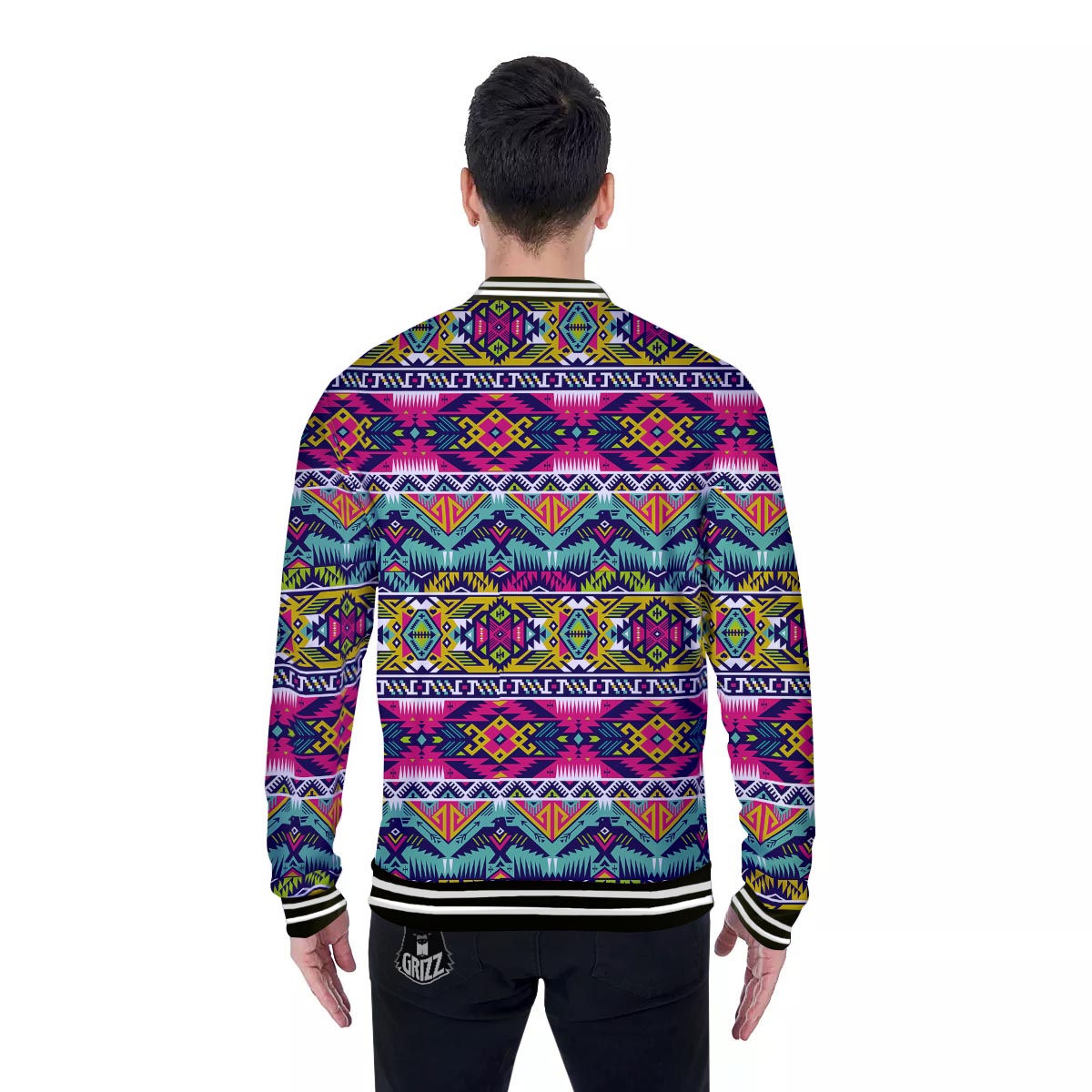 Hippie Tribal Aztec Print Pattern Baseball Jacket-grizzshop