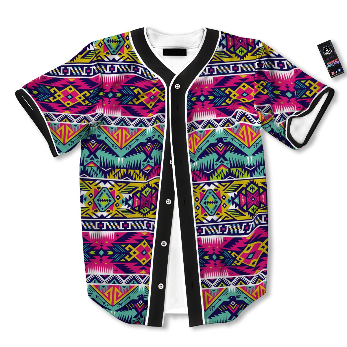 Hippie Tribal Aztec Print Pattern Baseball Jersey-grizzshop