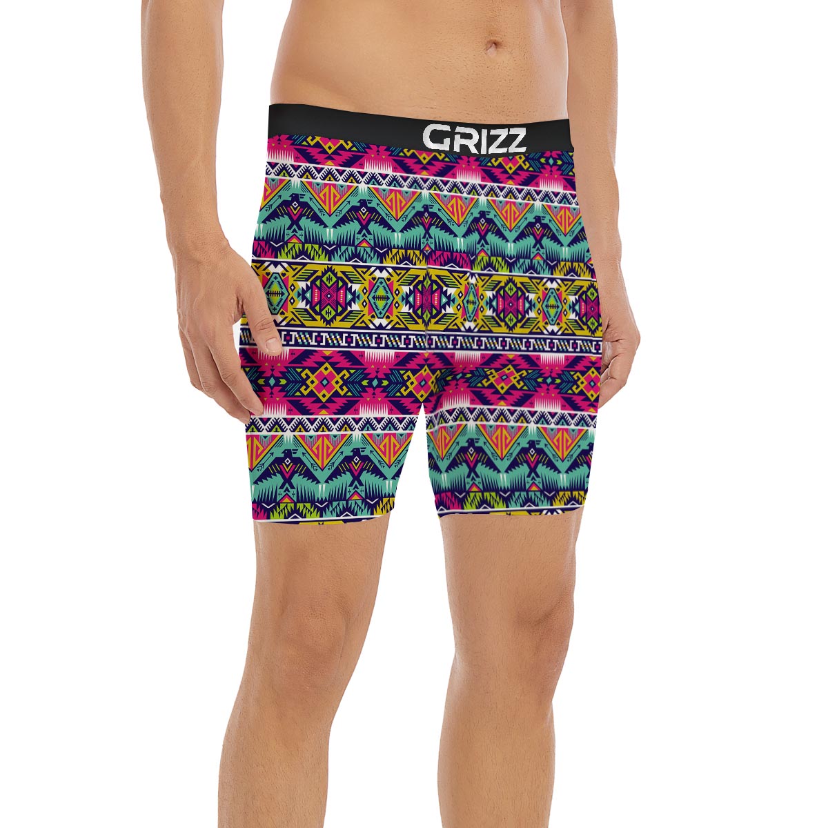 Hippie Tribal Aztec Print Pattern Boxer Briefs-grizzshop
