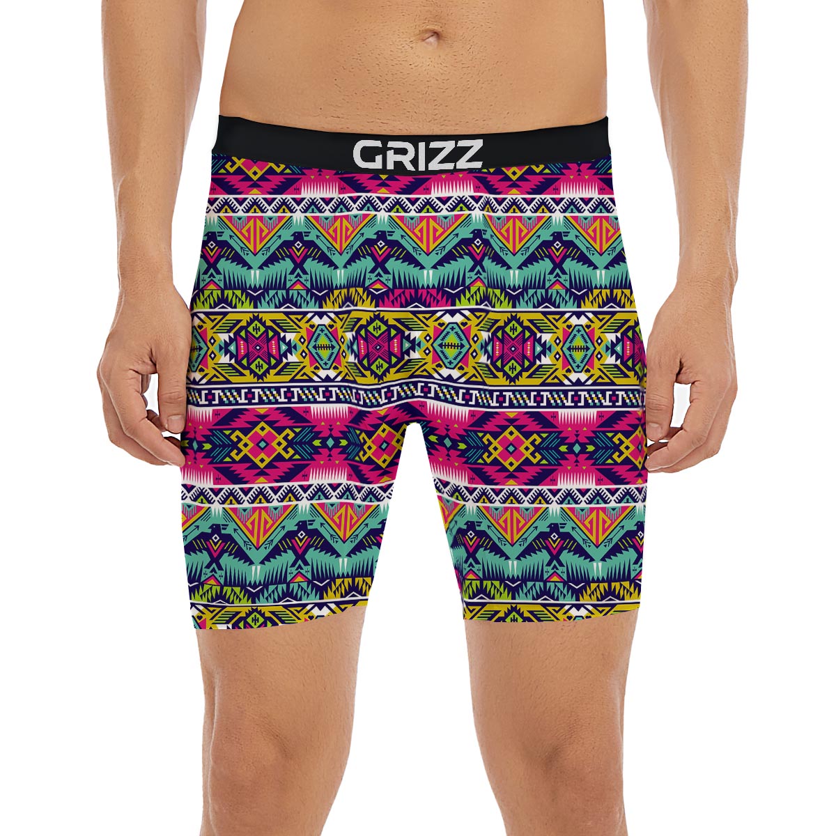 Hippie Tribal Aztec Print Pattern Boxer Briefs-grizzshop