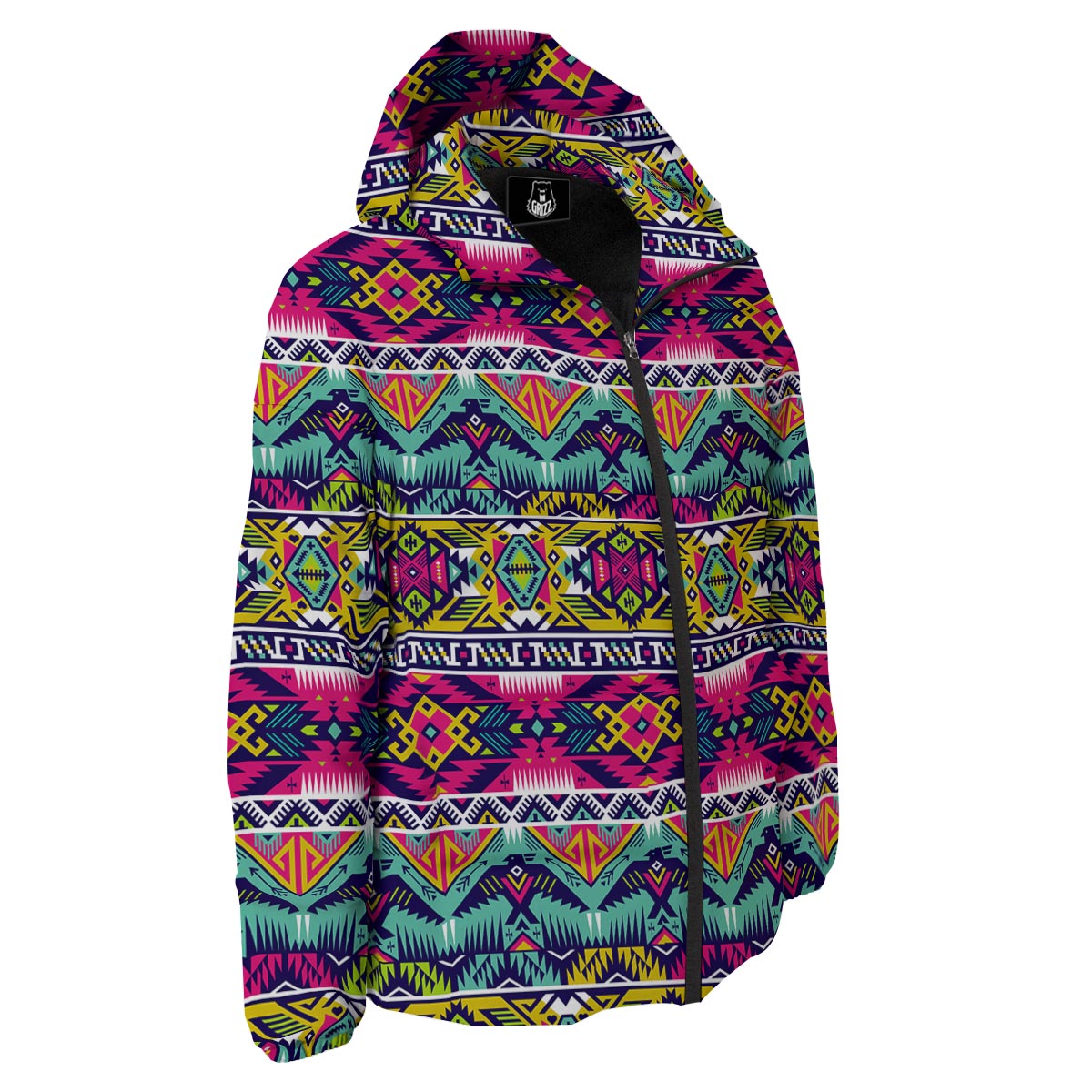 Hippie Tribal Aztec Print Pattern Down Jacket-grizzshop